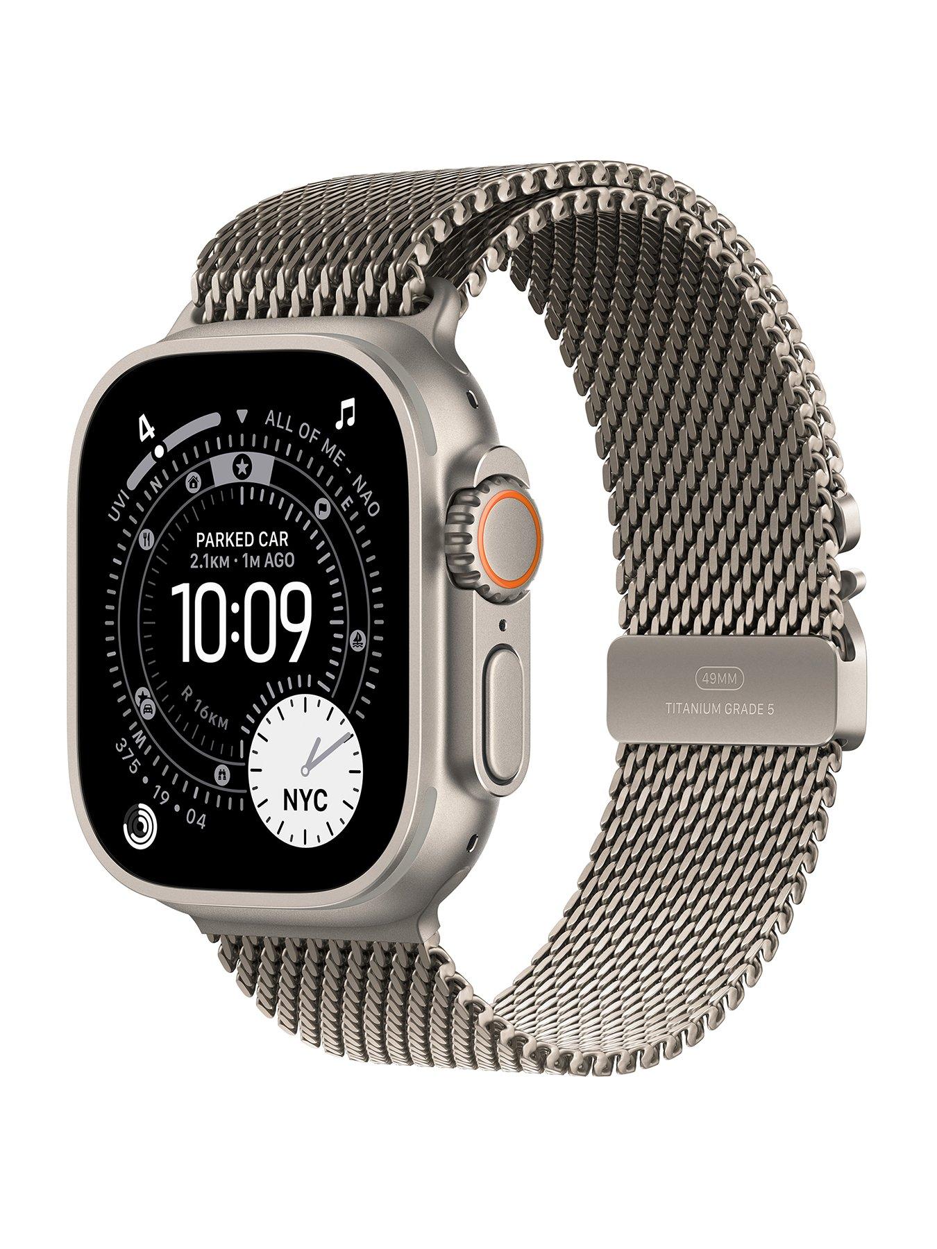 Apple Watch Ultra 3 (GPS + Cellular, 2025) 49mm Natural Titanium Case with Natural Titanium Milanese Loop - Large