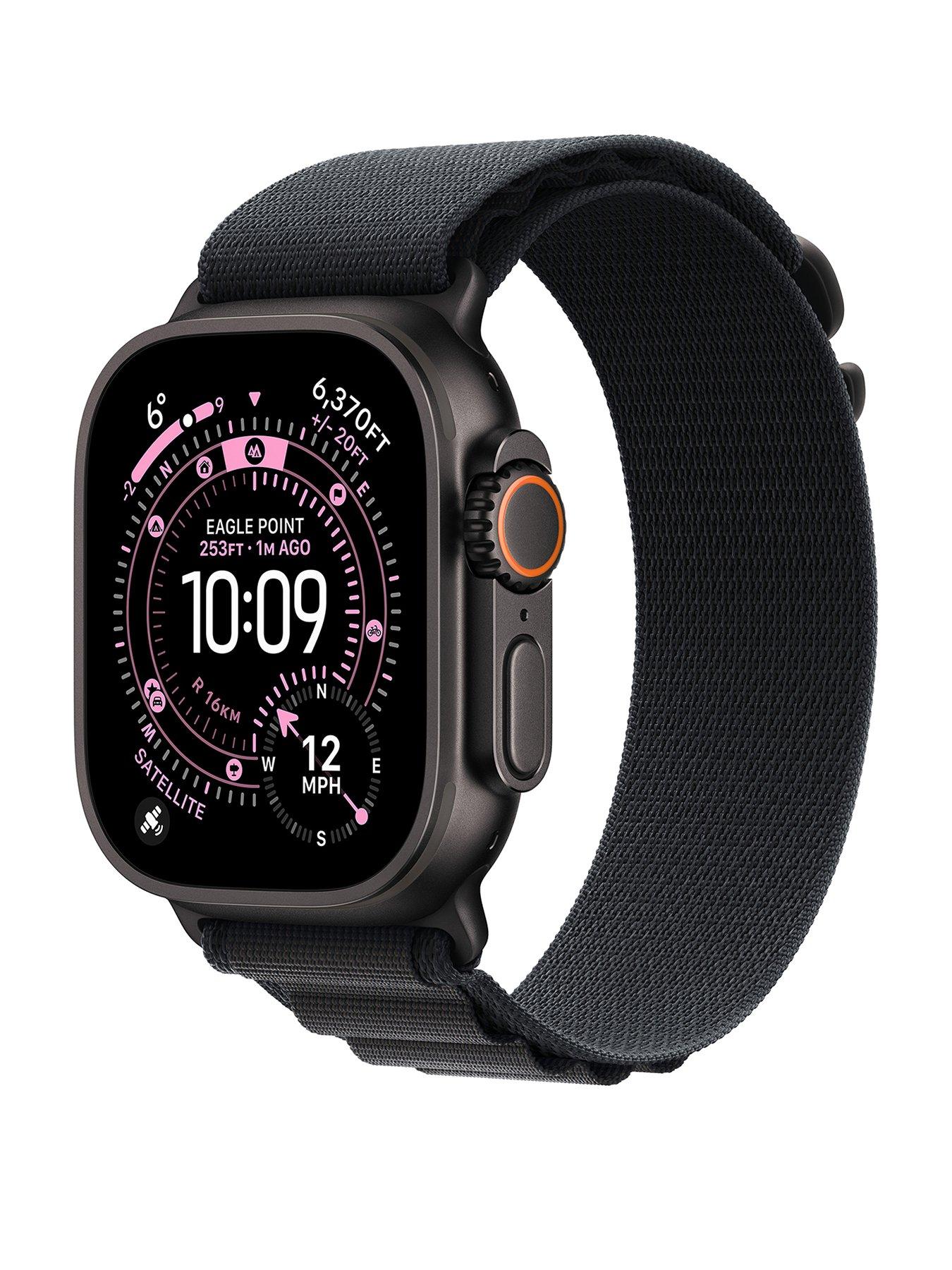 Apple Watch Ultra 3 (GPS + Cellular, 2025) 49mm Black Titanium Case with Black Alpine Loop - Small