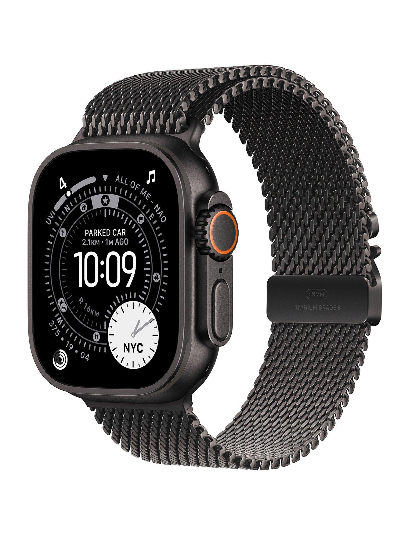 Apple Watch Ultra 3 (GPS + Cellular, 2025) 49mm Black Titanium Case with Black Titanium Milanese Loop - Small