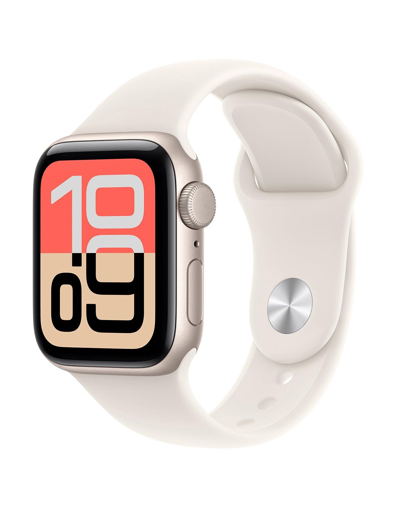 Image 1 of 7 of Apple Watch SE 3 (GPS + Cellular, 2025) 40mm&nbsp;Starlight Aluminium Case with Starlight Sport Band - M/L