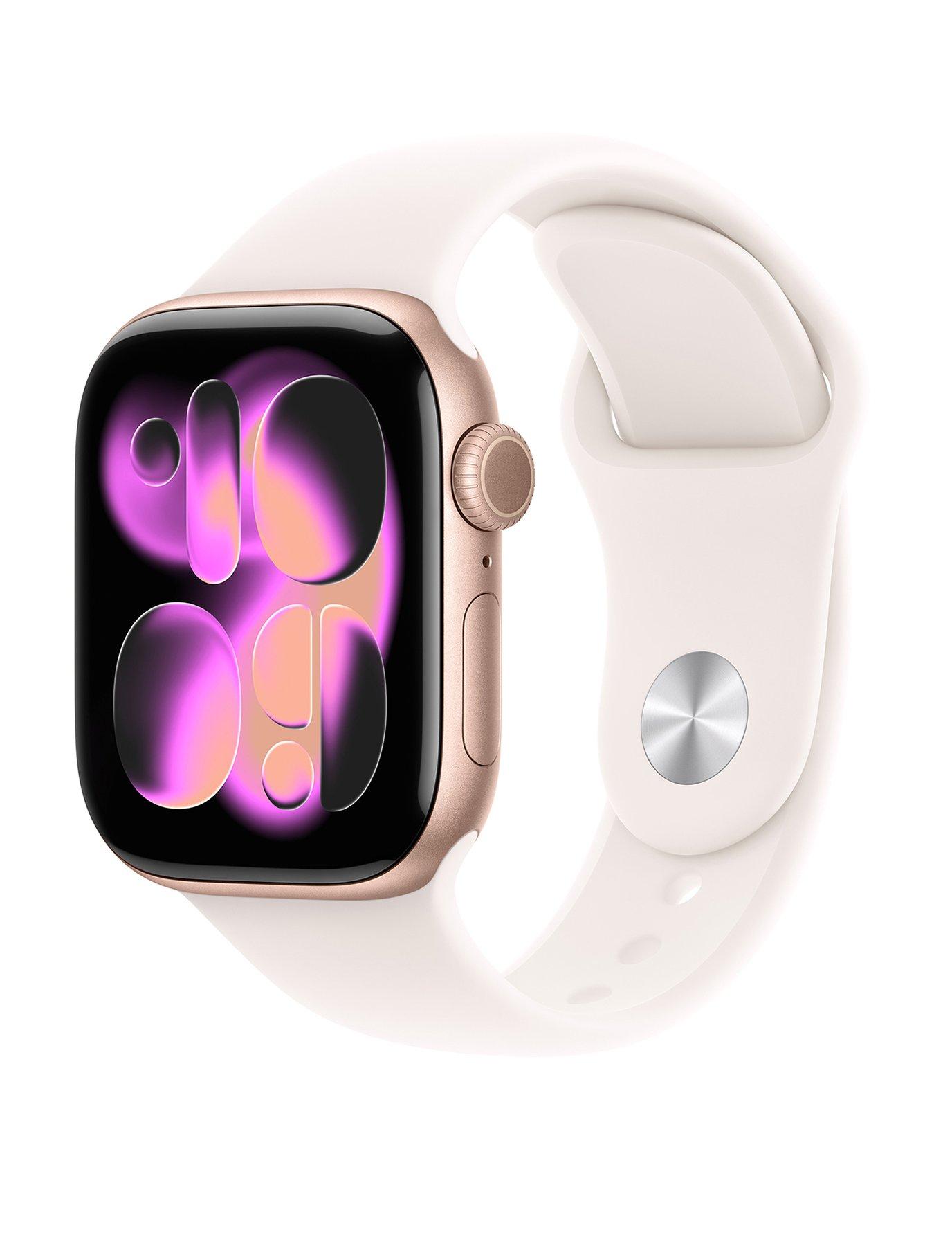 front image of apple-watch-series-11-gps-cellular-2025-42mm-rose-gold-aluminium-case-with-light-blush-sport-band-ml
