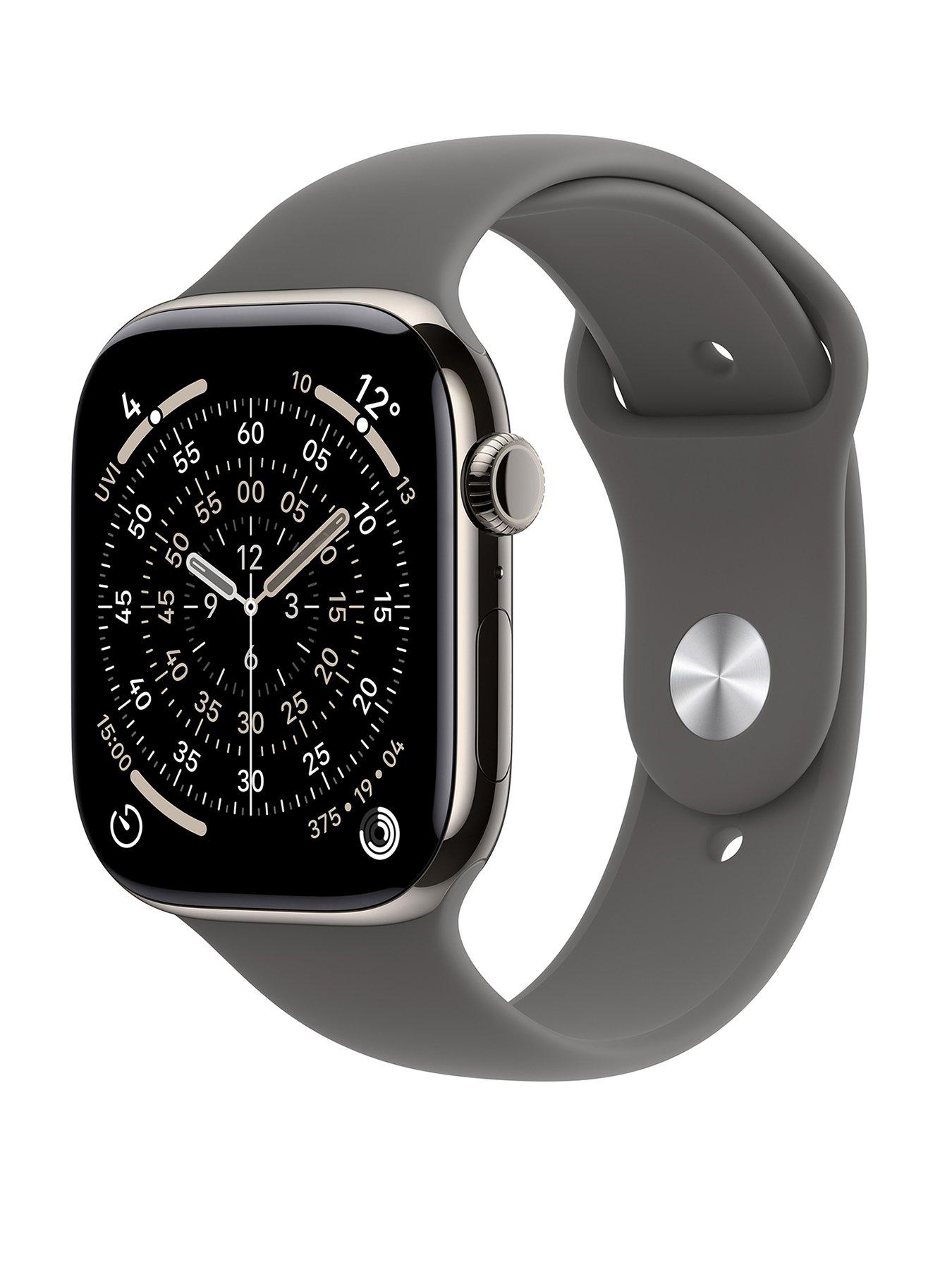 Image 1 of 8 of Apple Watch Series 11 (GPS + Cellular, 2025)&nbsp;42mm&nbsp;Natural Titanium Case with Stone Grey Sport Band - S/M