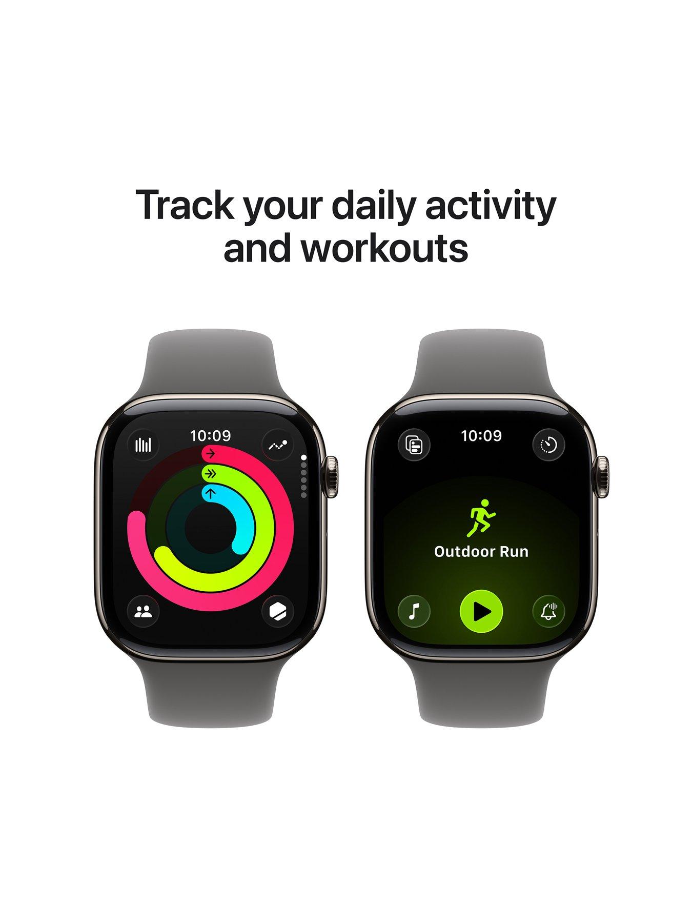 Image 3 of 8 of Apple Watch Series 11 (GPS + Cellular, 2025)&nbsp;42mm&nbsp;Natural Titanium Case with Stone Grey Sport Band - S/M