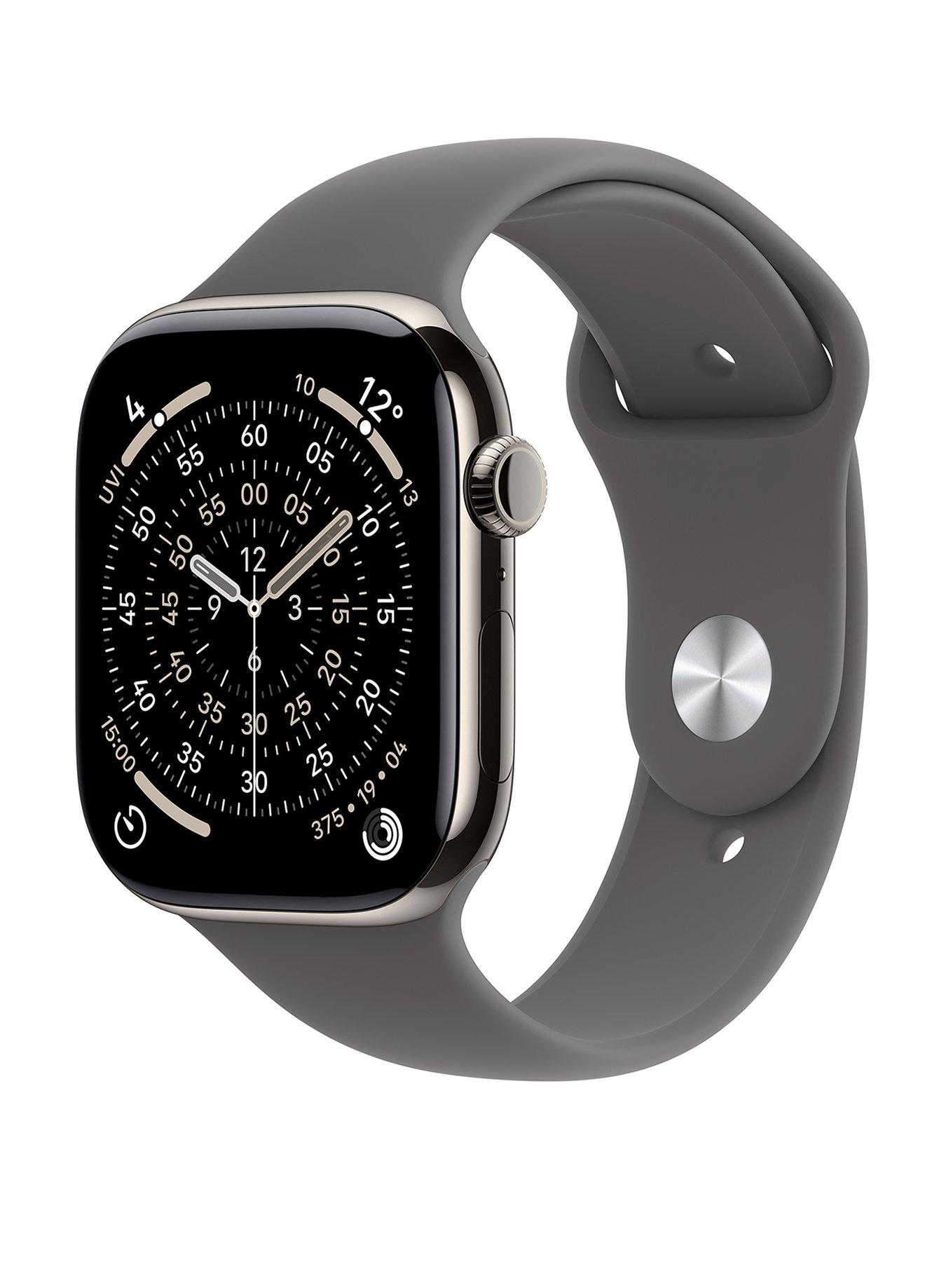front image of apple-watch-series-11-gps-cellular-2025-46mmnbspnatural-titanium-case-with-stone-grey-sport-band-sm