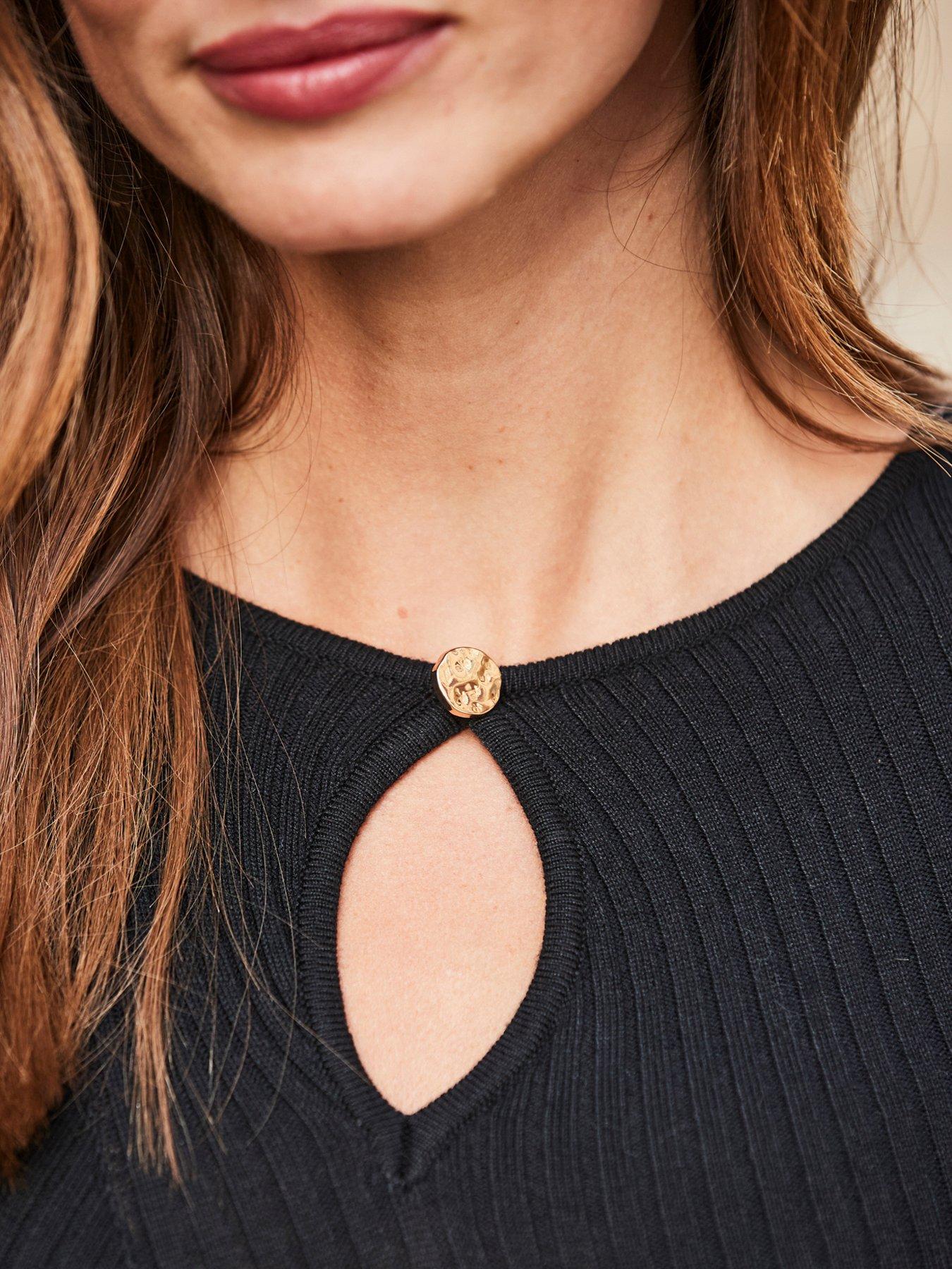  image of sosandar-cut-out-detail-knitted-dress-black