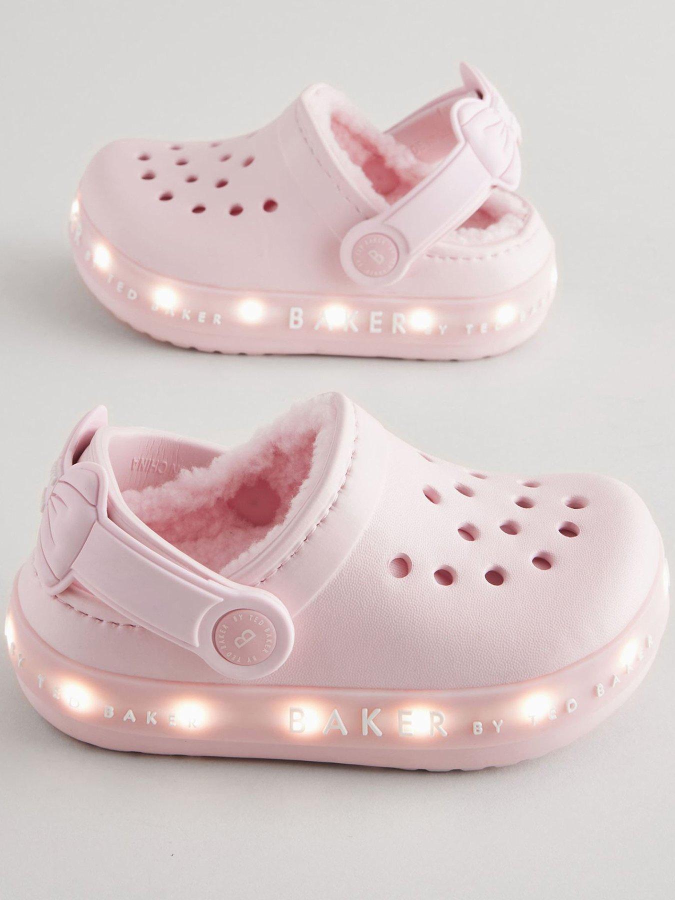  image of ted-baker-younger-girls-fur-light-up-clogs-pink
