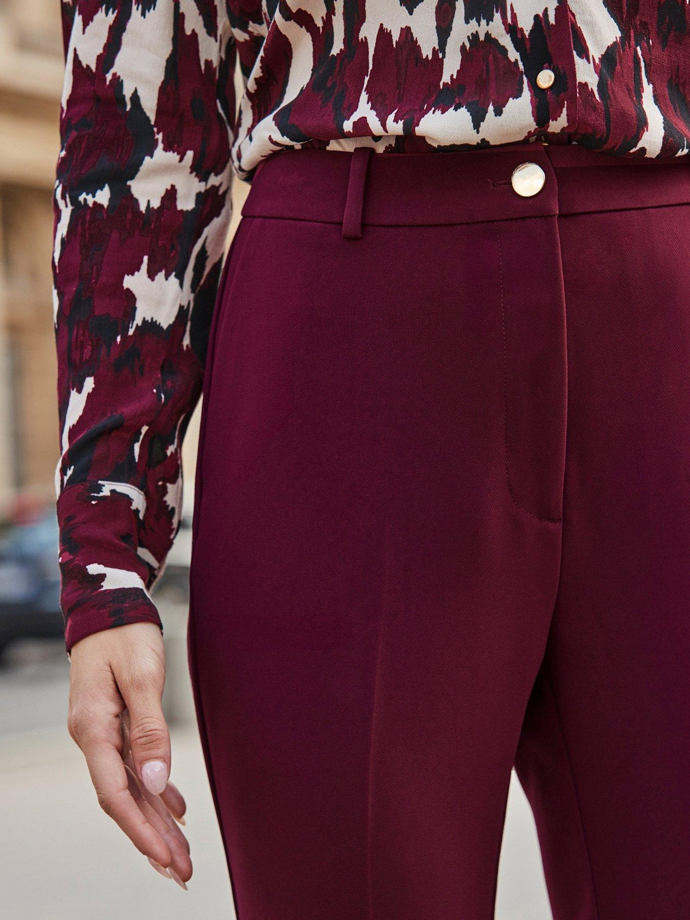 Image 3 of 6 of Sosandar Burgundy Kick Flare Trouser - Red