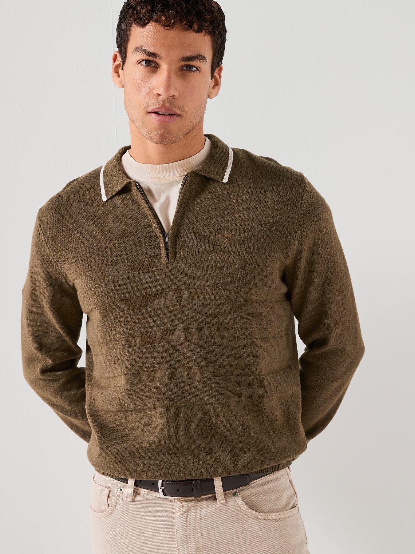 Barbour Fenhill Long Sleeve Knitted Polo Shirt - Khaki