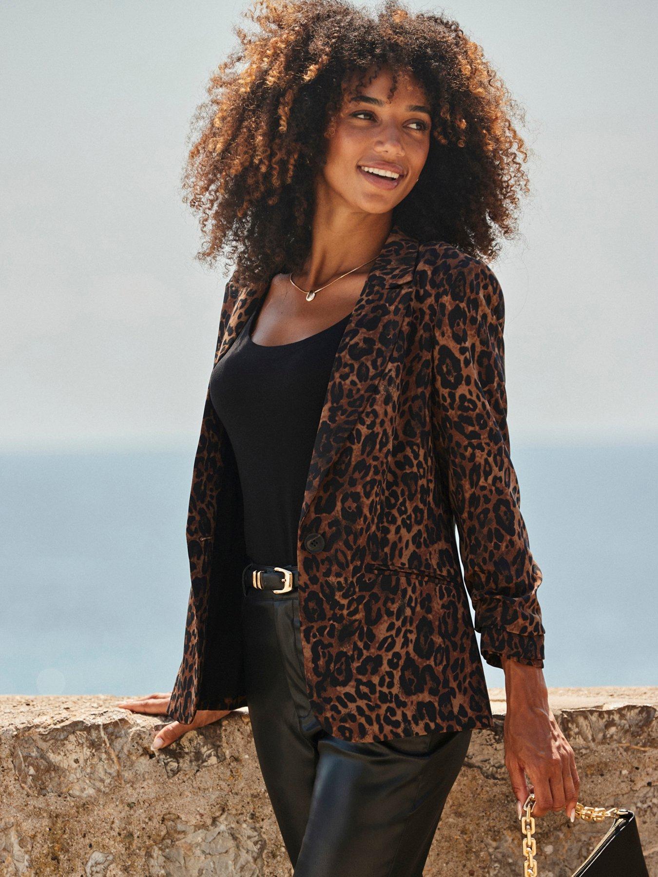 undefined Leopard Print Single Breasted Blazer