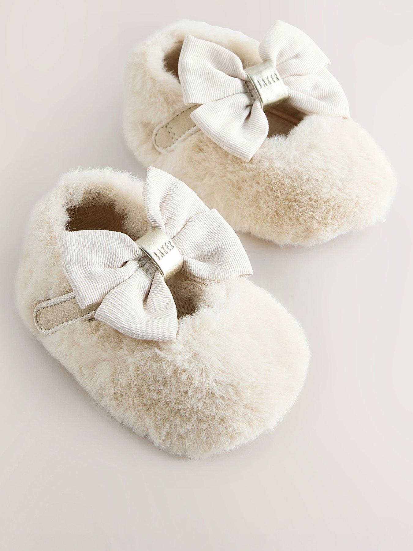 Image 1 of 5 of Ted Baker Baby Girls Fur Mary Jane Shoes - Cream