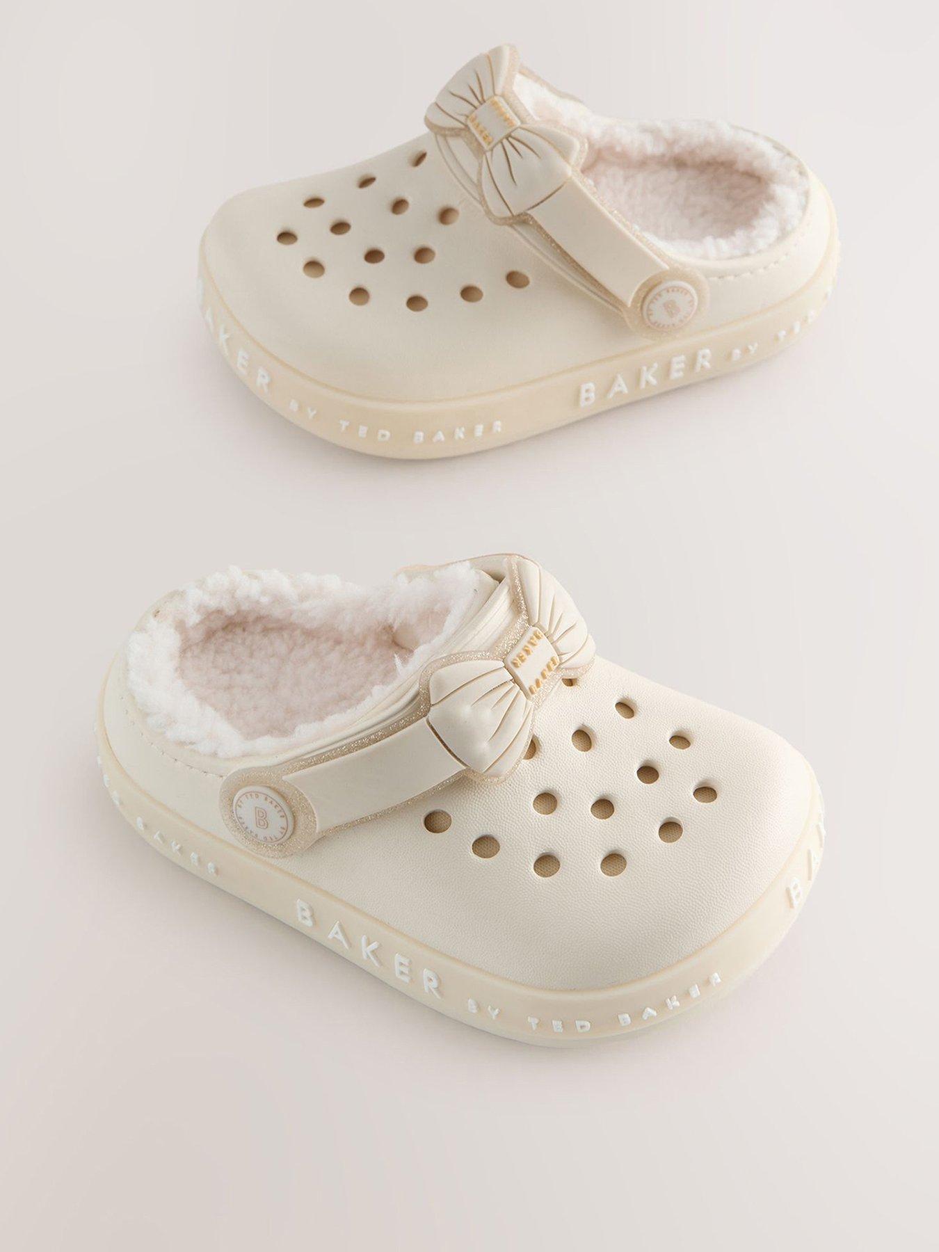 Ted Baker Younger Girls Fur Light Up Clogs - Cream