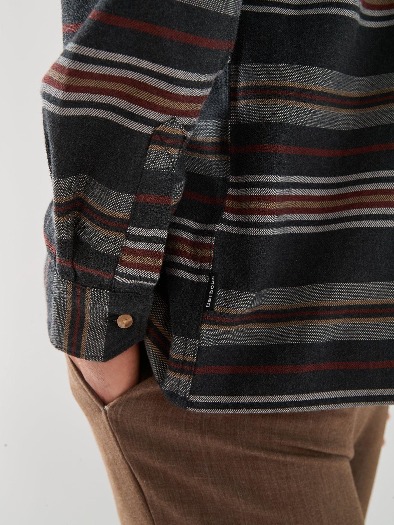 Image 6 of 6 of Barbour Blanket Strip Relaxed Fit Shirt - Dark Grey