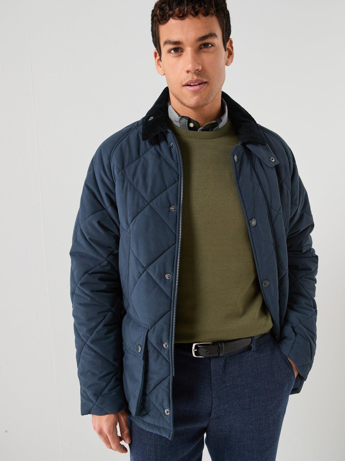 Barbour Modern Bedale Box Cord Collar Quilted Jacket - Blue