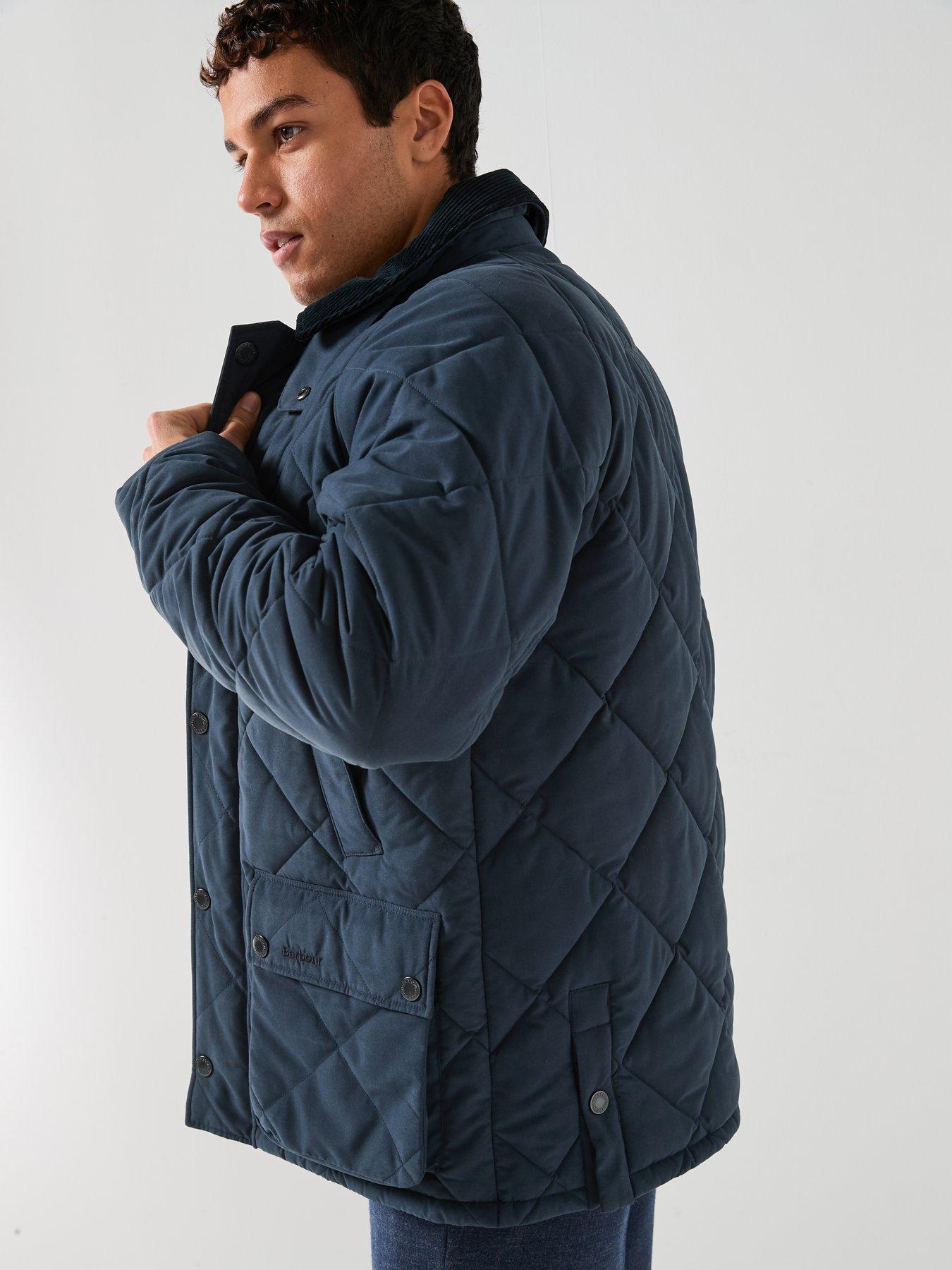 Image 6 of 6 of Barbour Modern Bedale Box Cord Collar Quilted Jacket - Blue