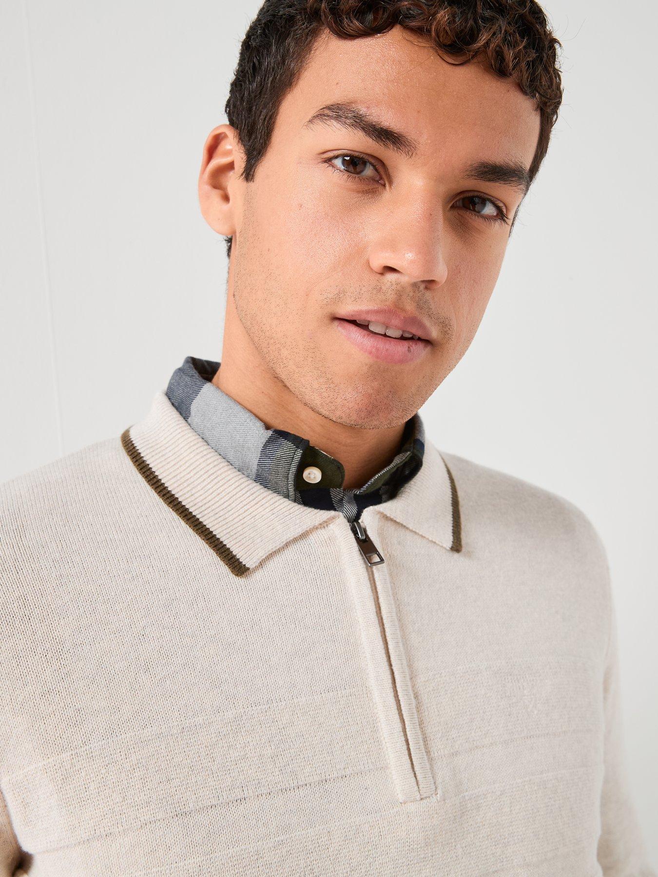 Image 4 of 6 of Barbour Fenhill Long Sleeve Knitted Polo Top - Cream