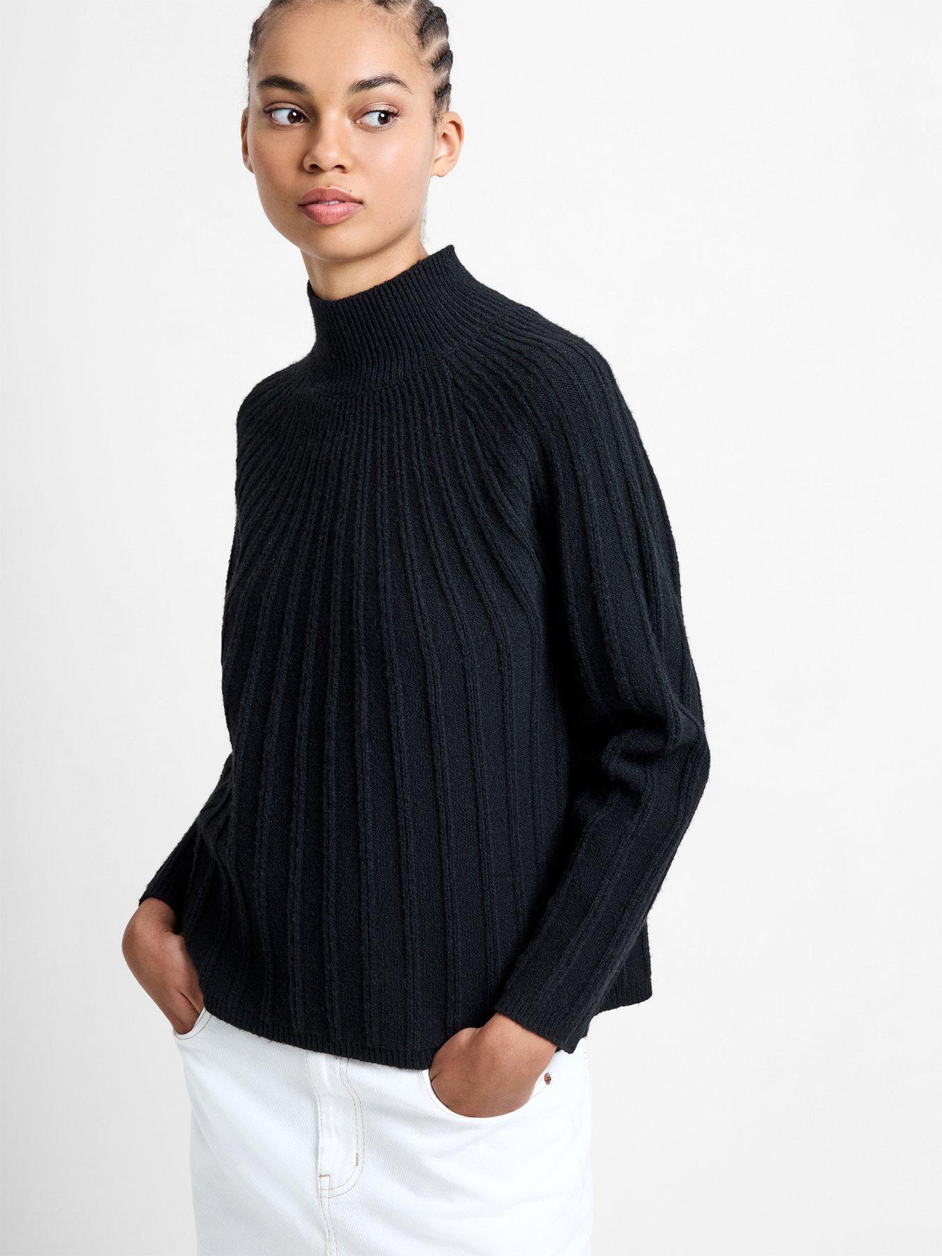 french-connection-high-neck-relaxed-knit-jumper-with-wool-black