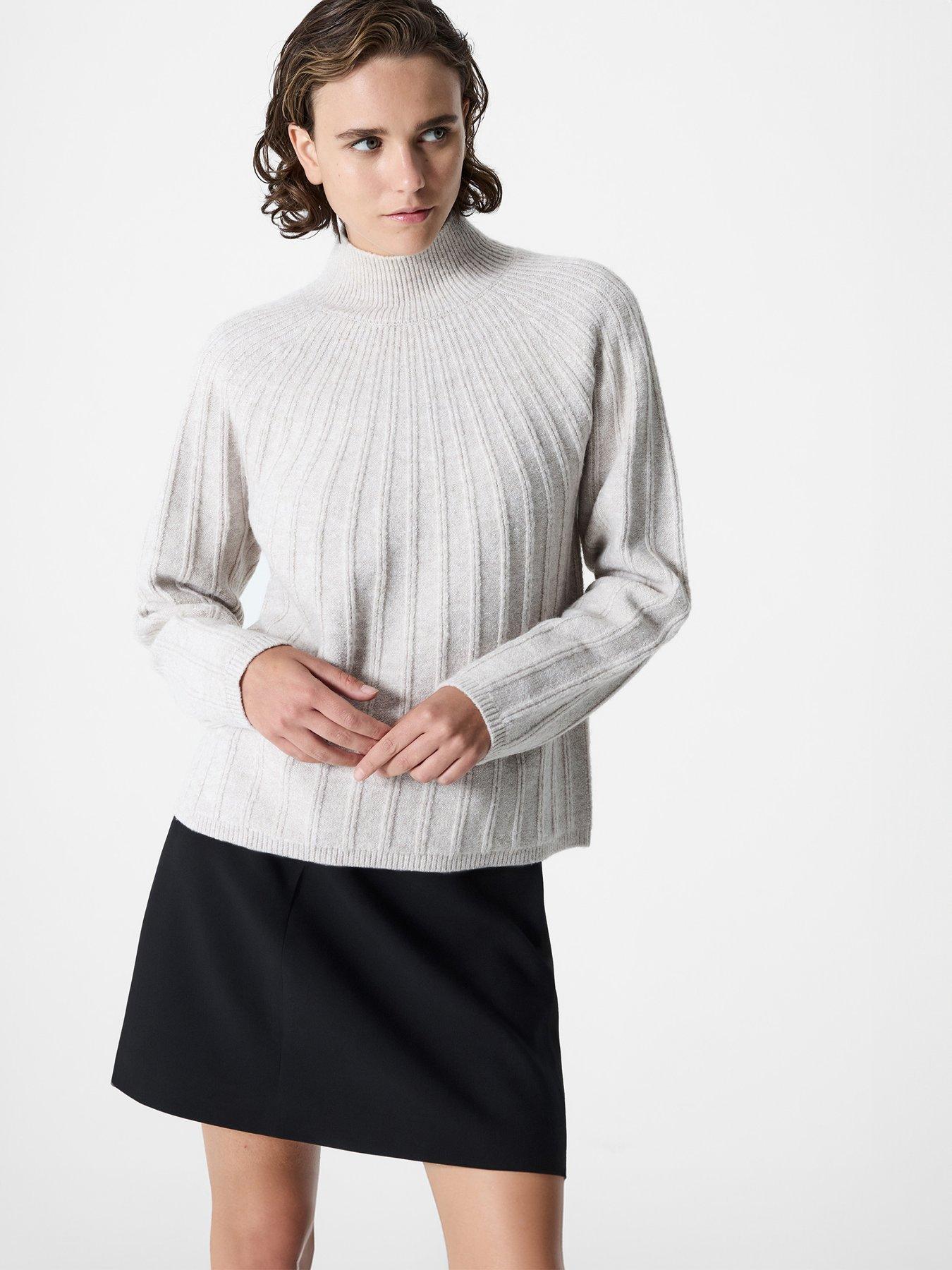 undefined High Neck Jumper With Wool - Natural