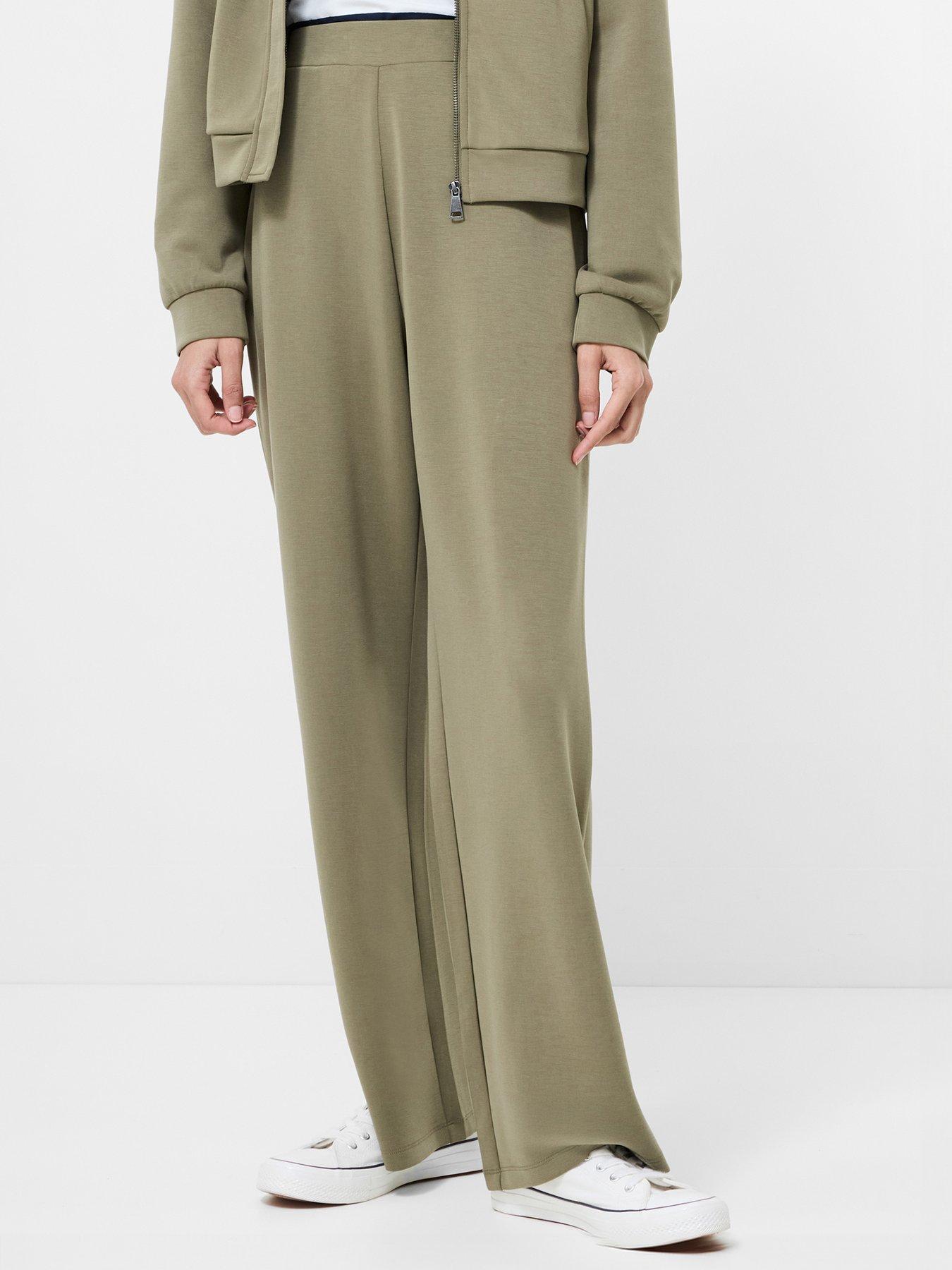 undefined Slim Straight Fit Pleated Trousers - Green