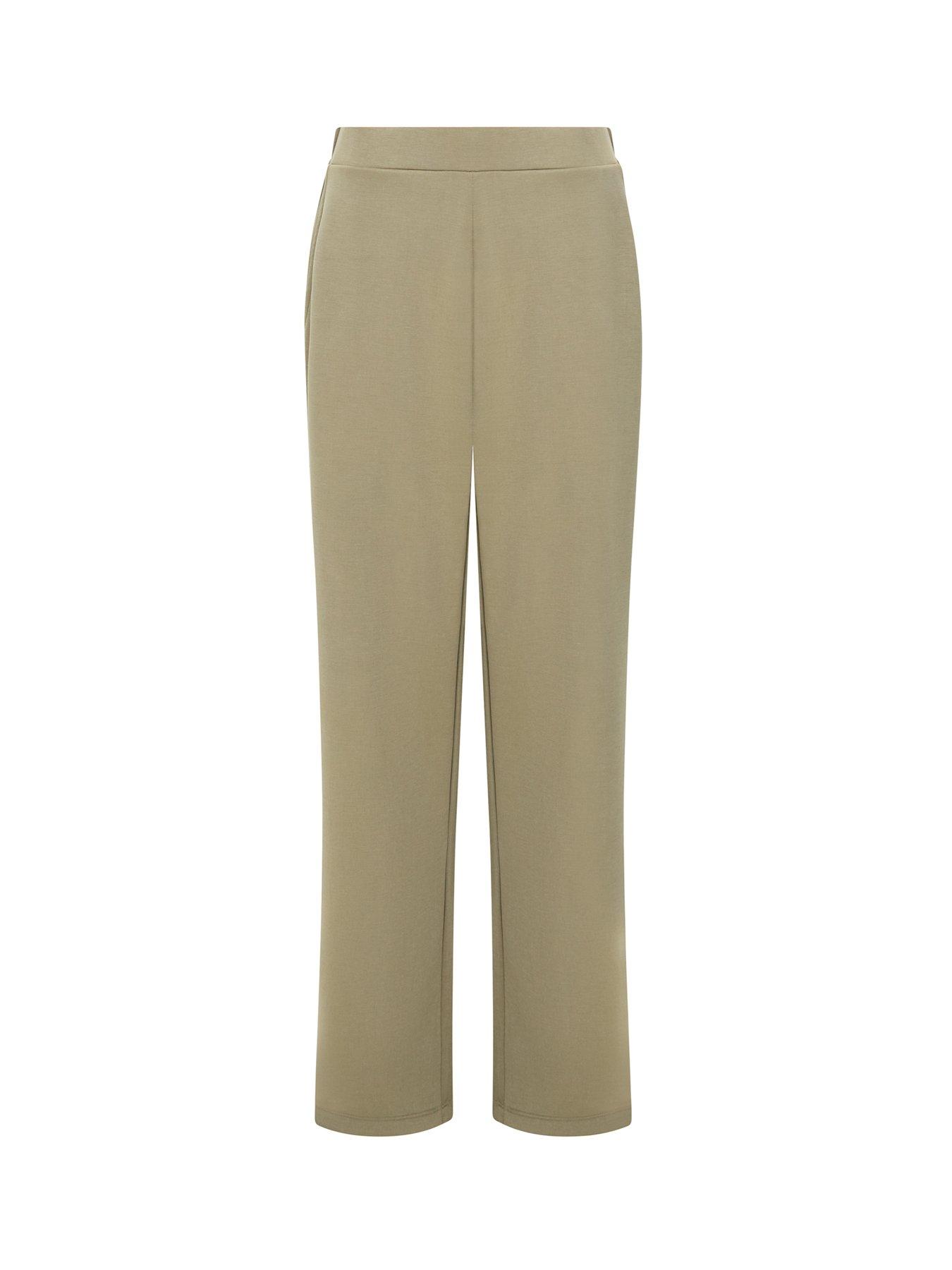 Image 4 of 4 of French Connection Slim Straight Fit Pleated Trousers - Green