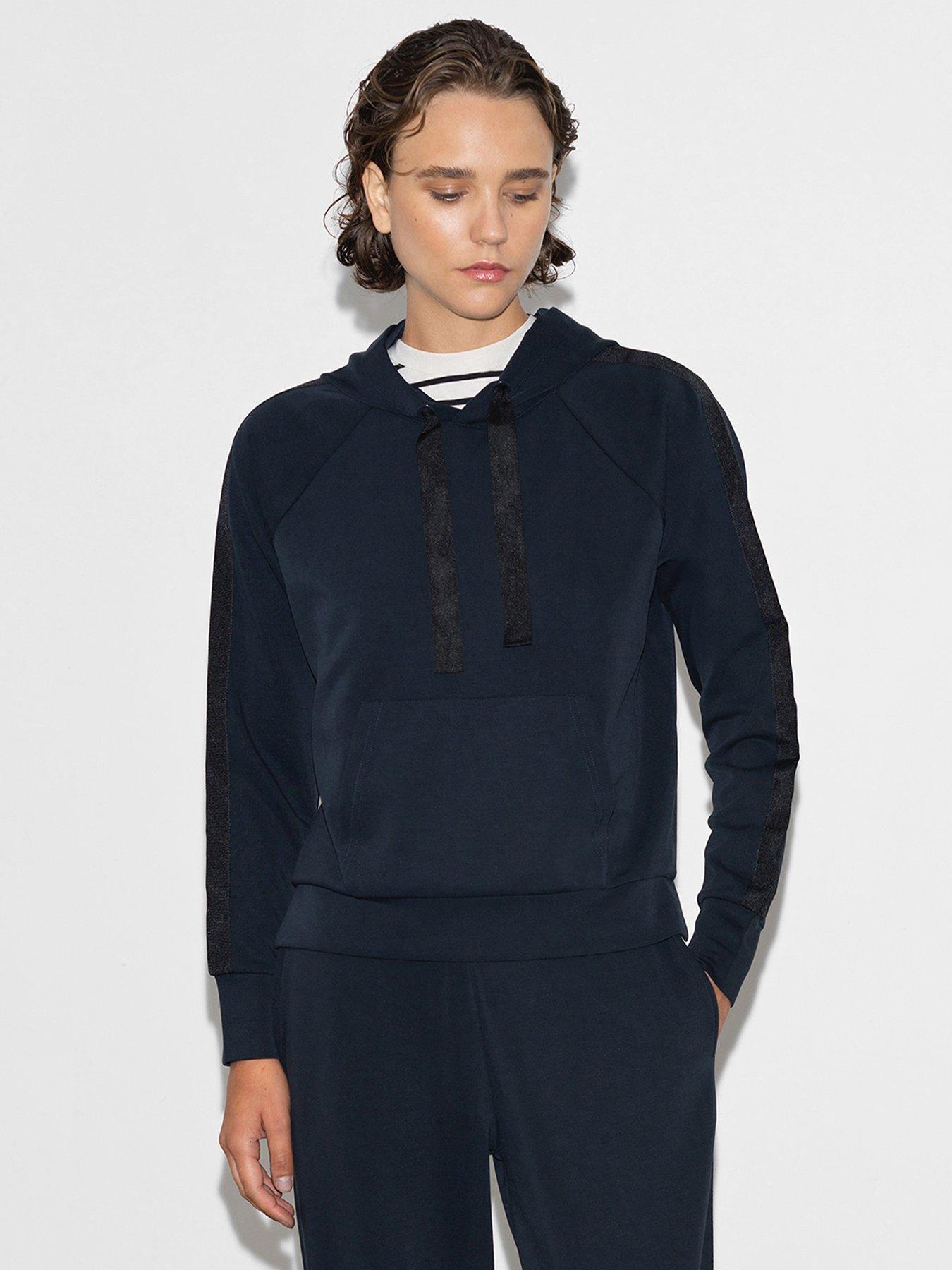French Connection Raglan Sleeve Side Trim Wide Drawstring Hoody - Multi
