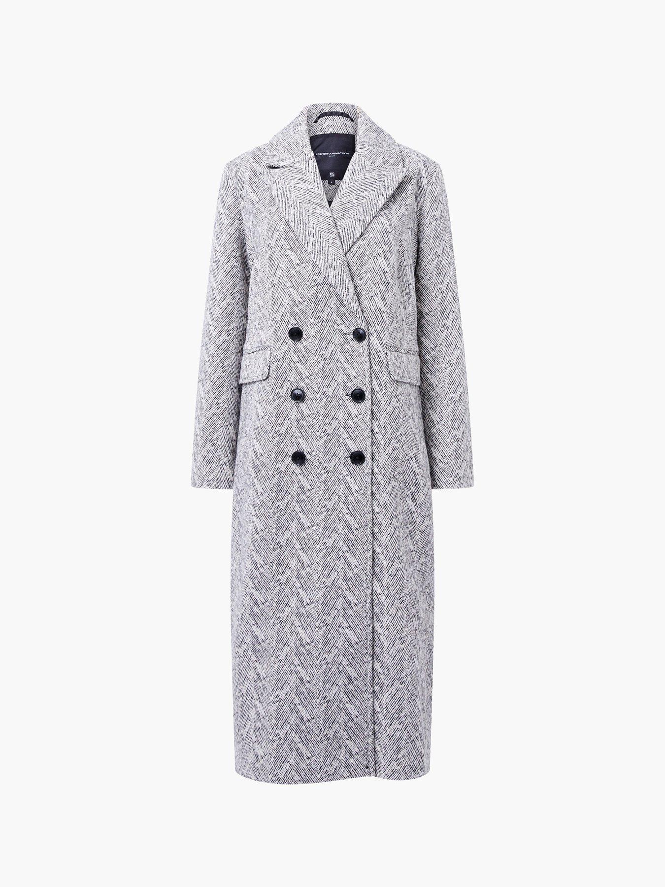 Image 6 of 6 of French Connection Double Breasted Structured Herringbone Coat