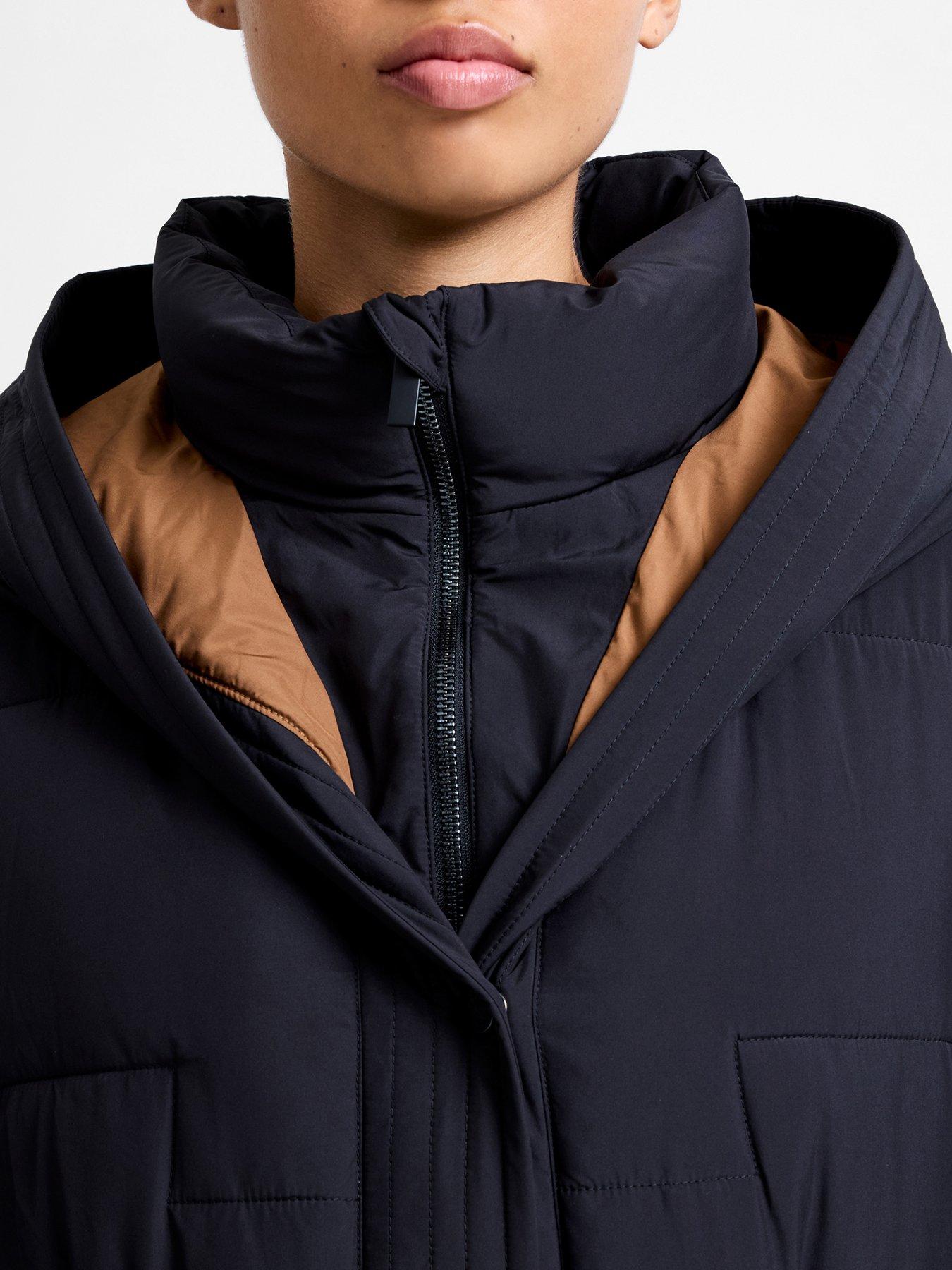 Image 5 of 6 of French Connection Longline High Neck Padded Belted Puffer Coat - Natural