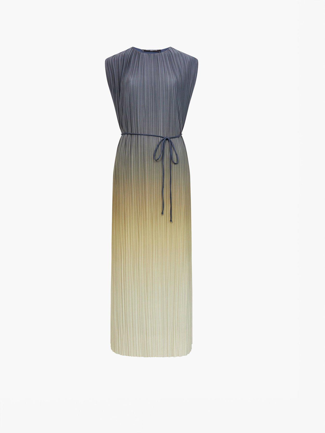 Image 5 of 5 of French Connection Ombre Pleated Sleeveless Midi Dress - Green