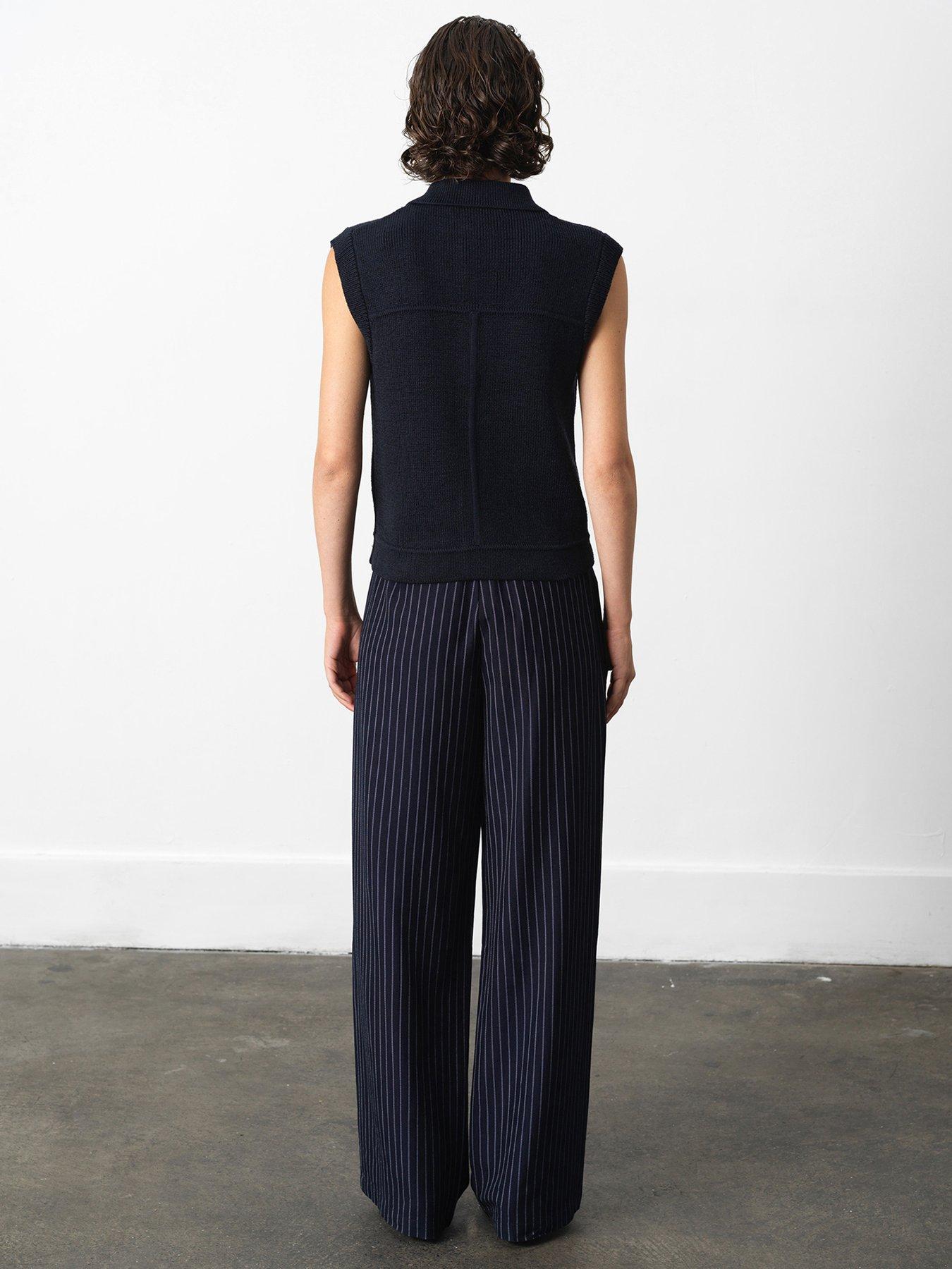 Image 2 of 4 of French Connection Knit Collared Button Gilet - Blue