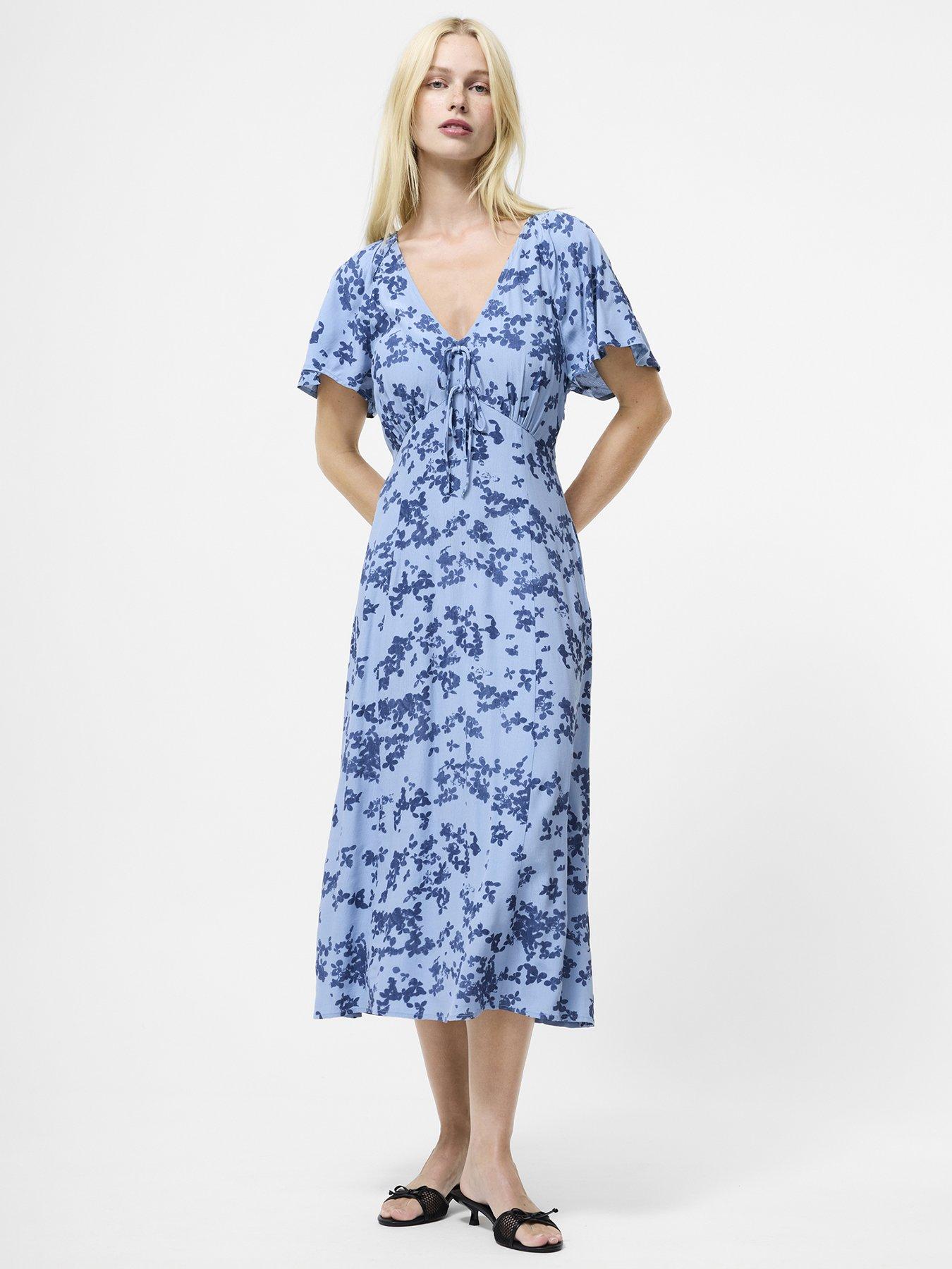 French Connection Soft Draped Crepe Dress - Blue