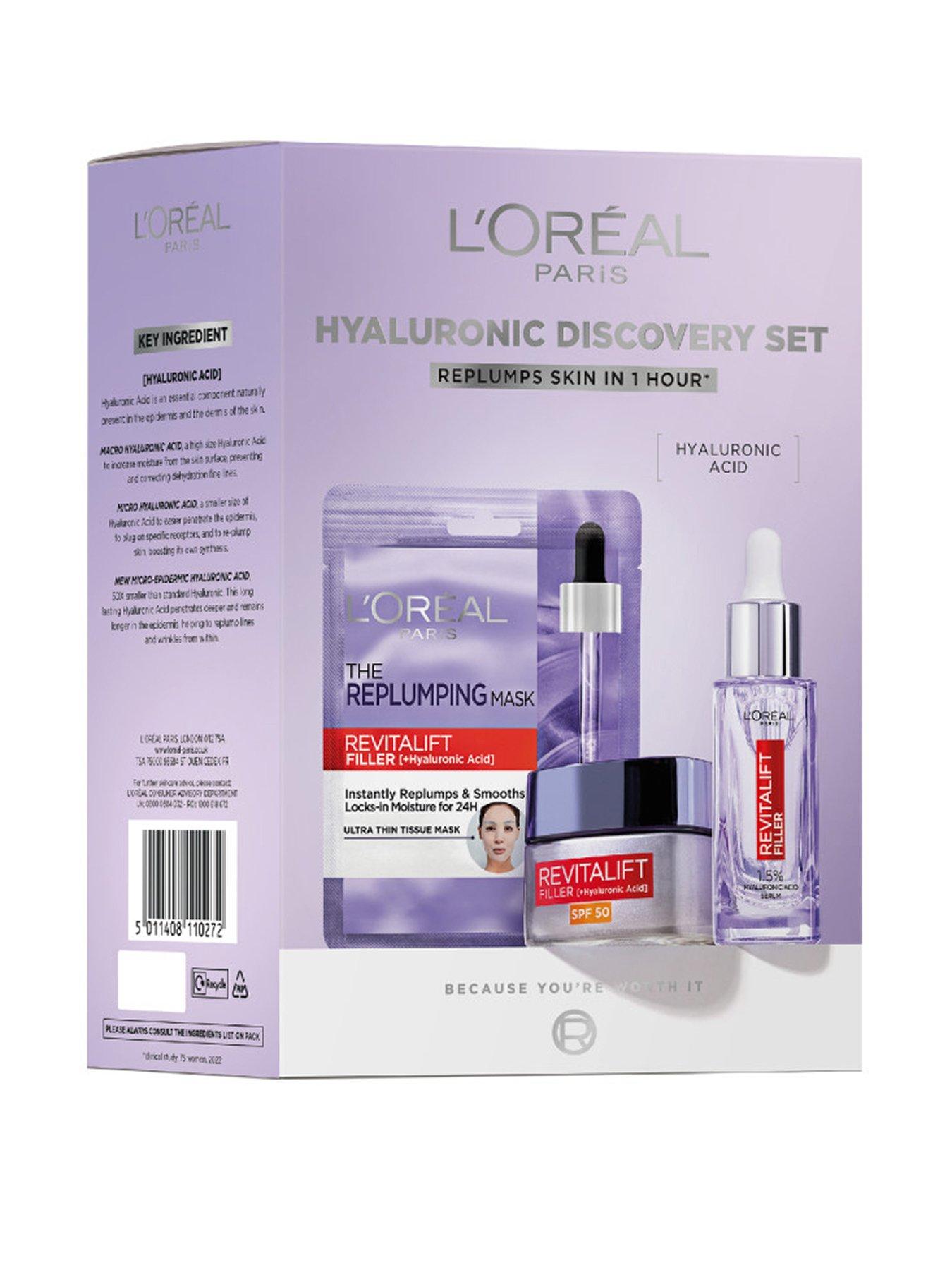 L'Oreal Paris Hyaluronic Discovery Gift Set with Pure Hyaluronic Acid, Your Ultimate Trio to Replump Skin in 1 hour