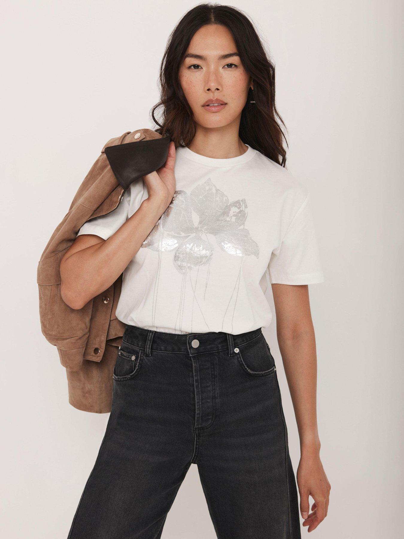undefined Ivory Metallic Flower T-shirt
