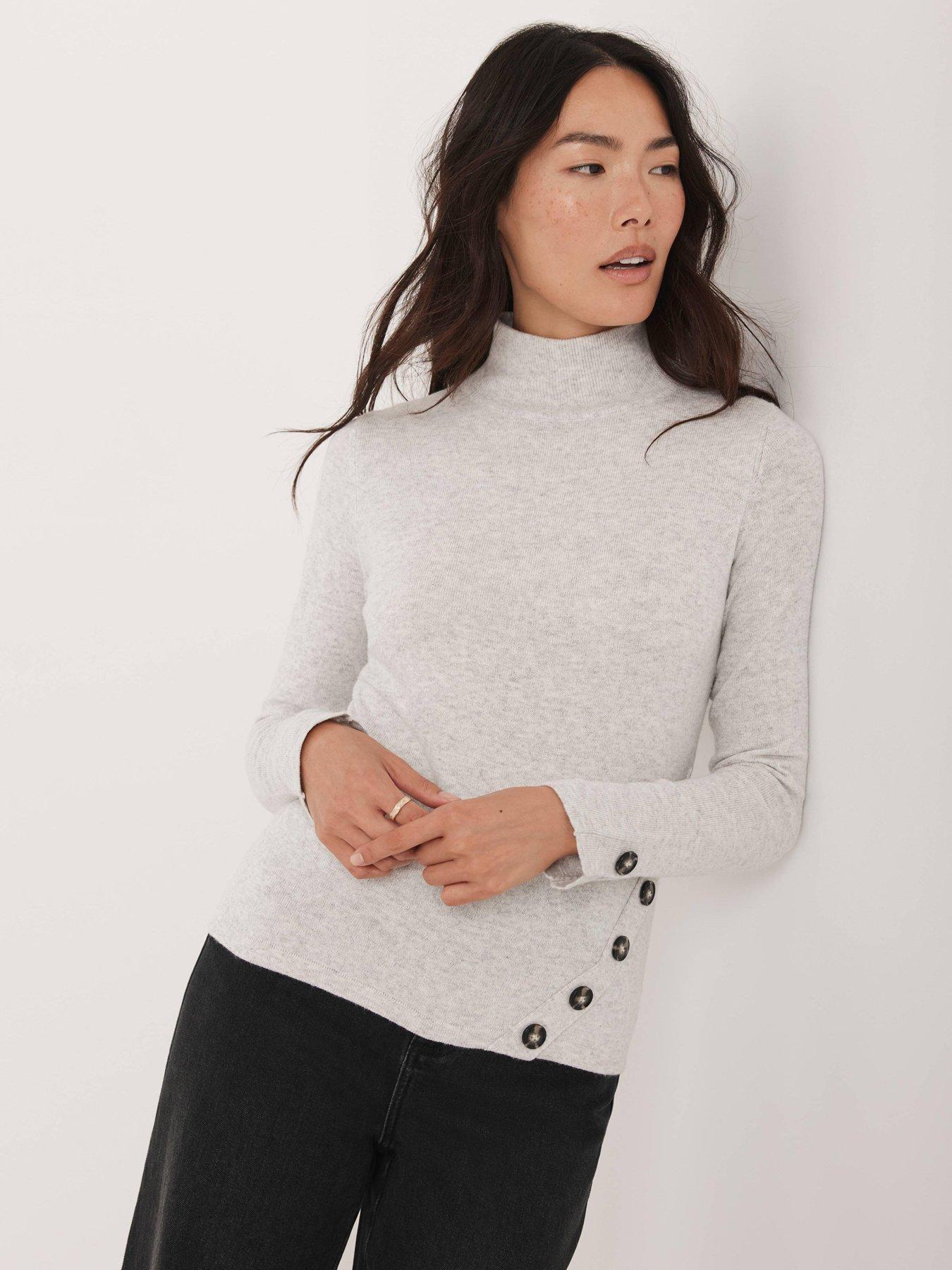 Image 2 of 6 of Mint Velvet Asymmetric Button Top - Grey
