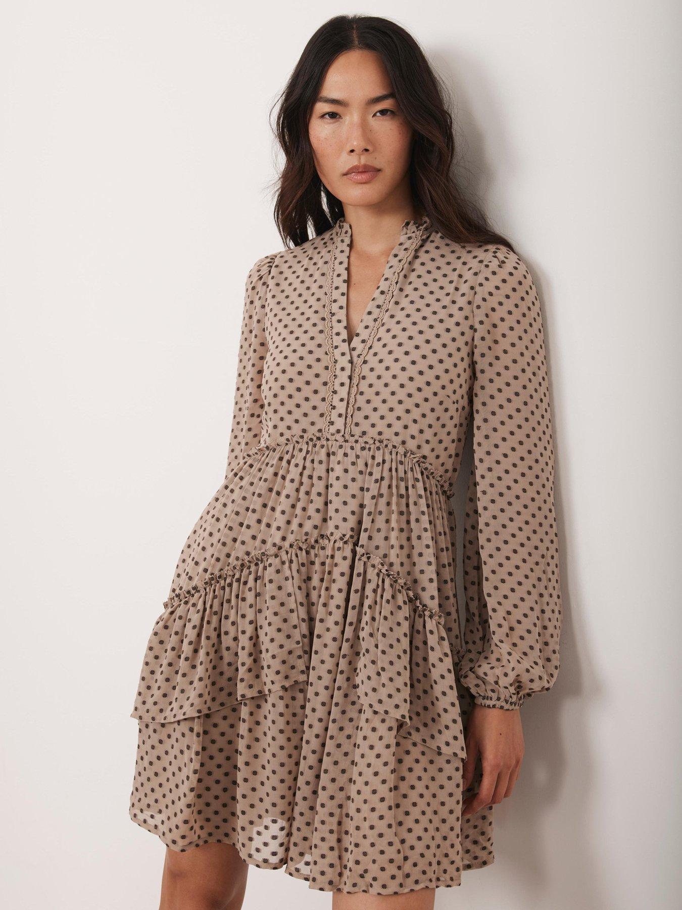 Mint Velvet Jacquard Mini Dress - Nude Beige