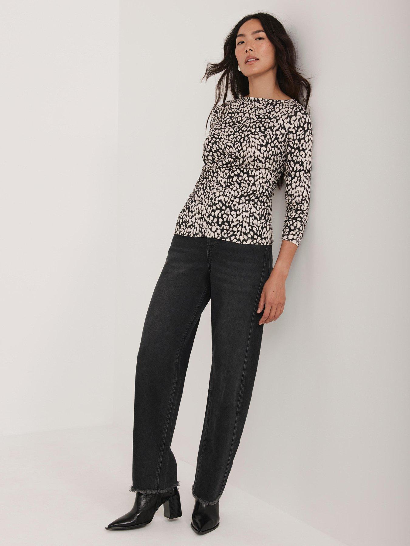 Image 3 of 6 of Mint Velvet Animal Print Drape Top - Blue