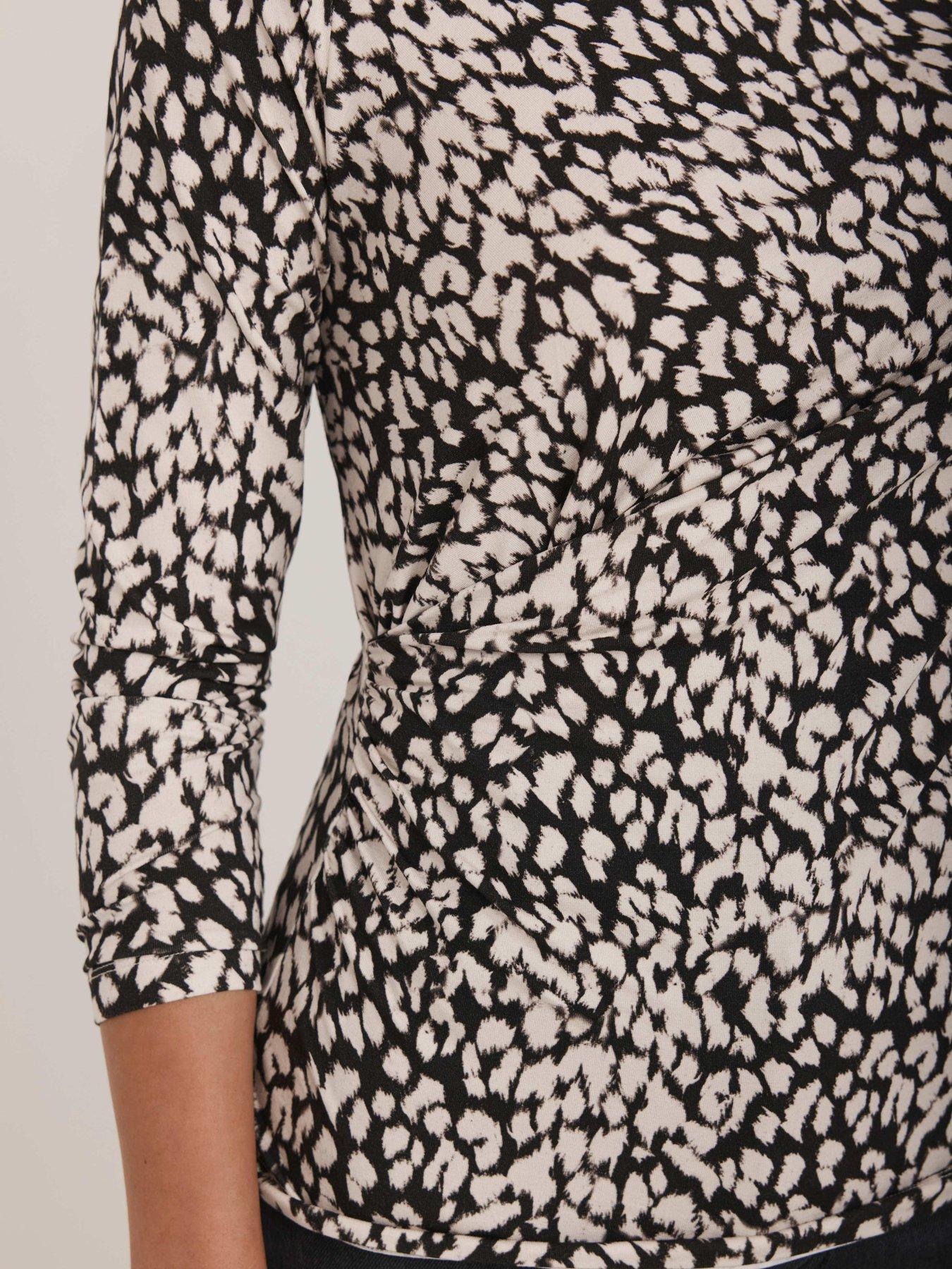 Image 4 of 6 of Mint Velvet Animal Print Drape Top - Blue