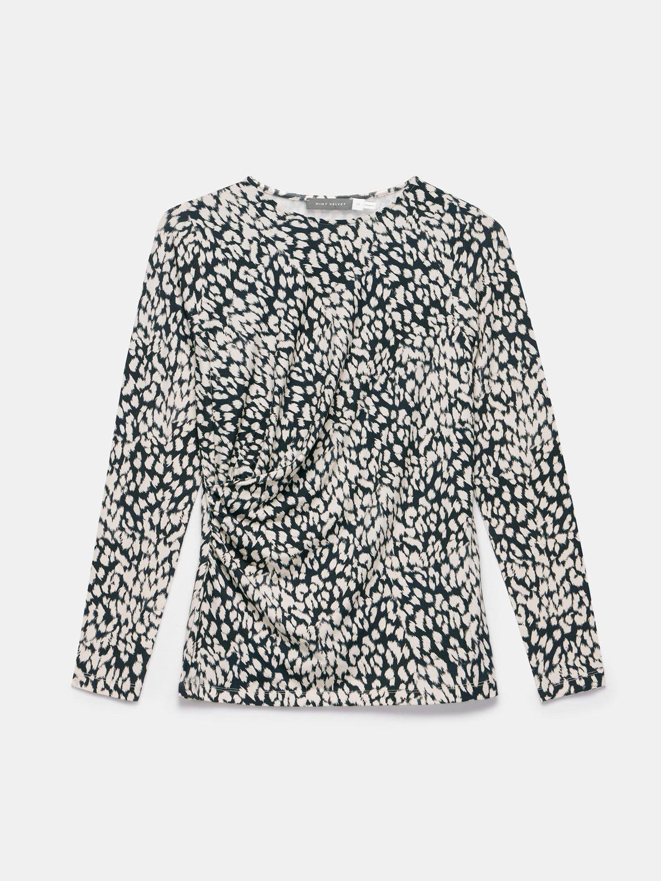 Image 5 of 6 of Mint Velvet Animal Print Drape Top - Blue