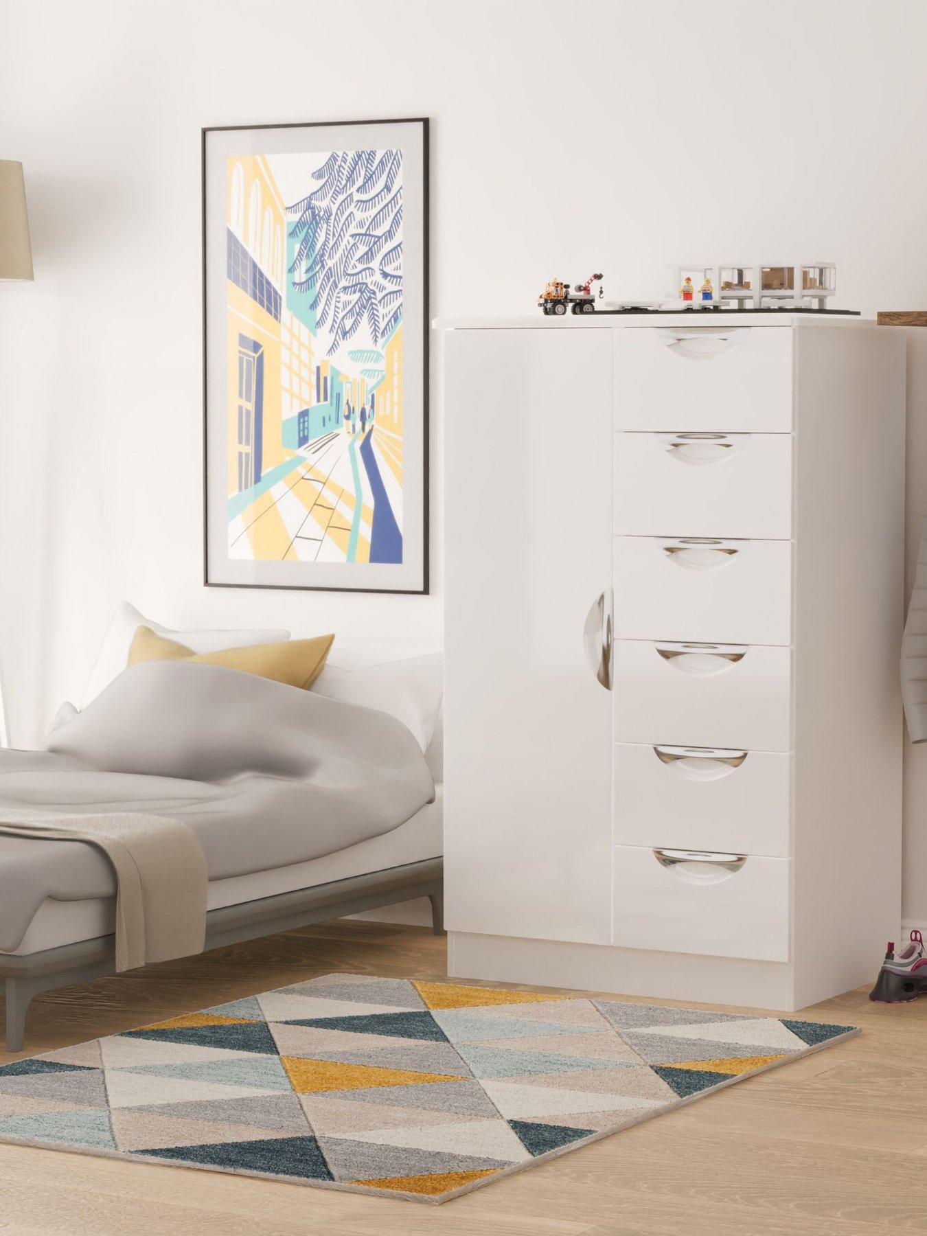undefined Ella Ready Assembled Kids 1 Door 5 Drawer Wardrobe
