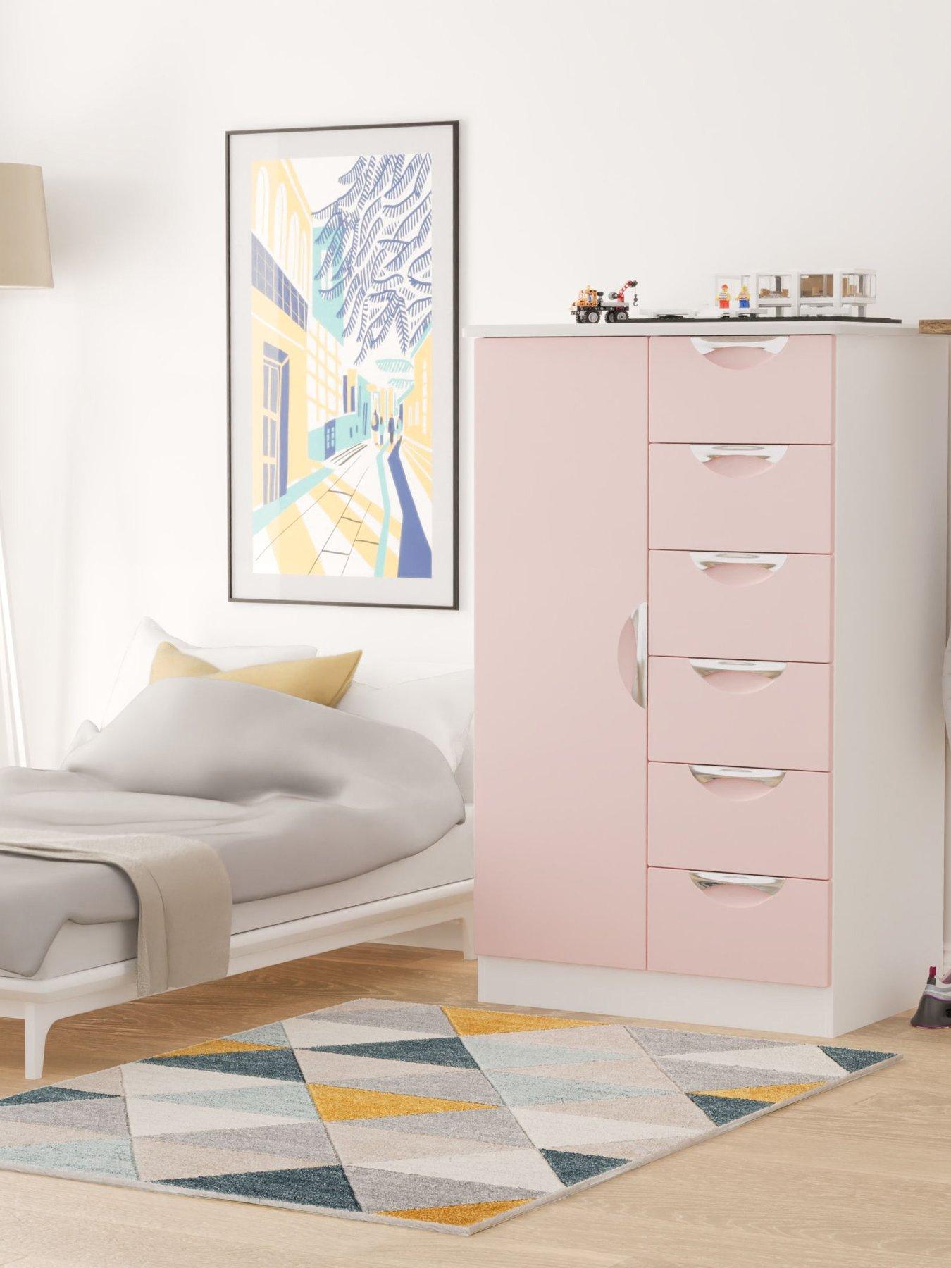 undefined Ella Ready Assembled Kids 1 Door 5 Drawer Wardrobe