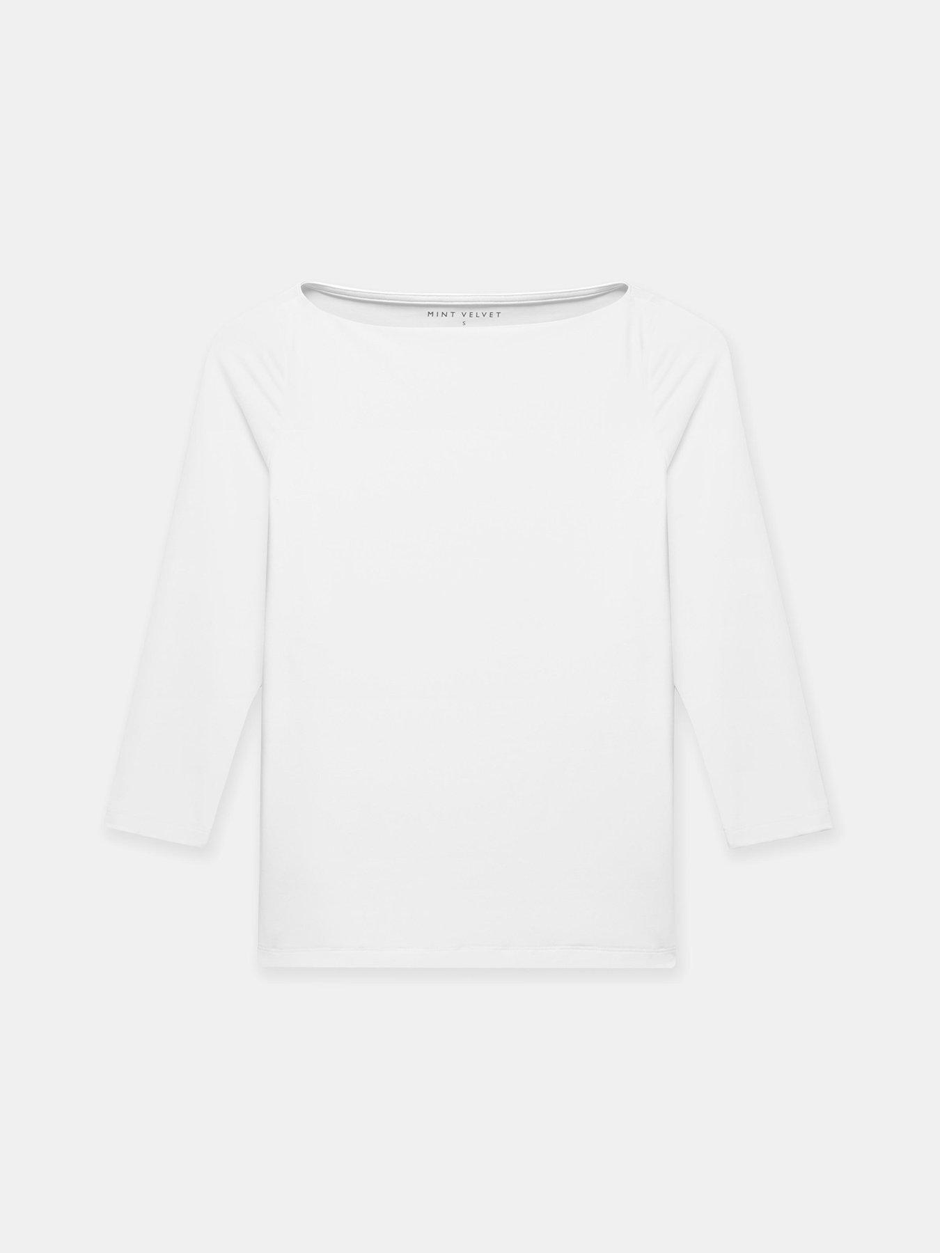 Image 5 of 6 of Mint Velvet Wide Neck Layering Top - White