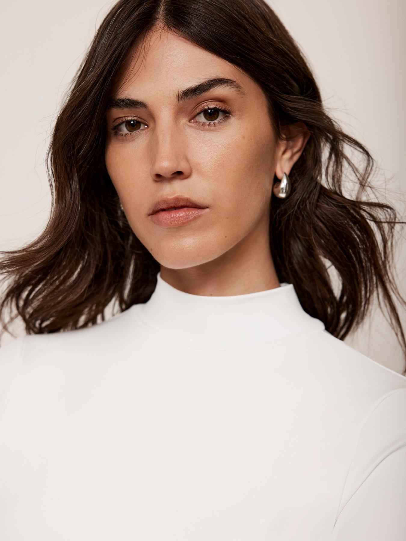 Image 3 of 6 of Mint Velvet High Neck Layering Top - White