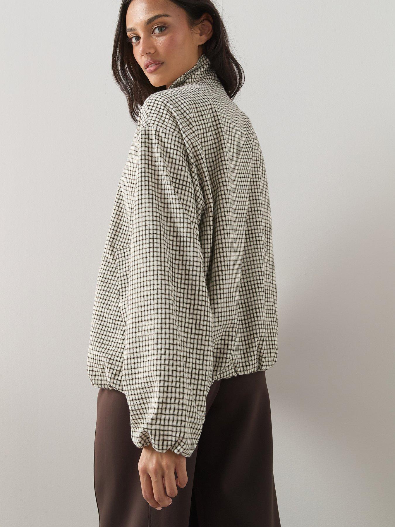 stillFront image of the-very-collection-bubble-hem-check-jacket-print