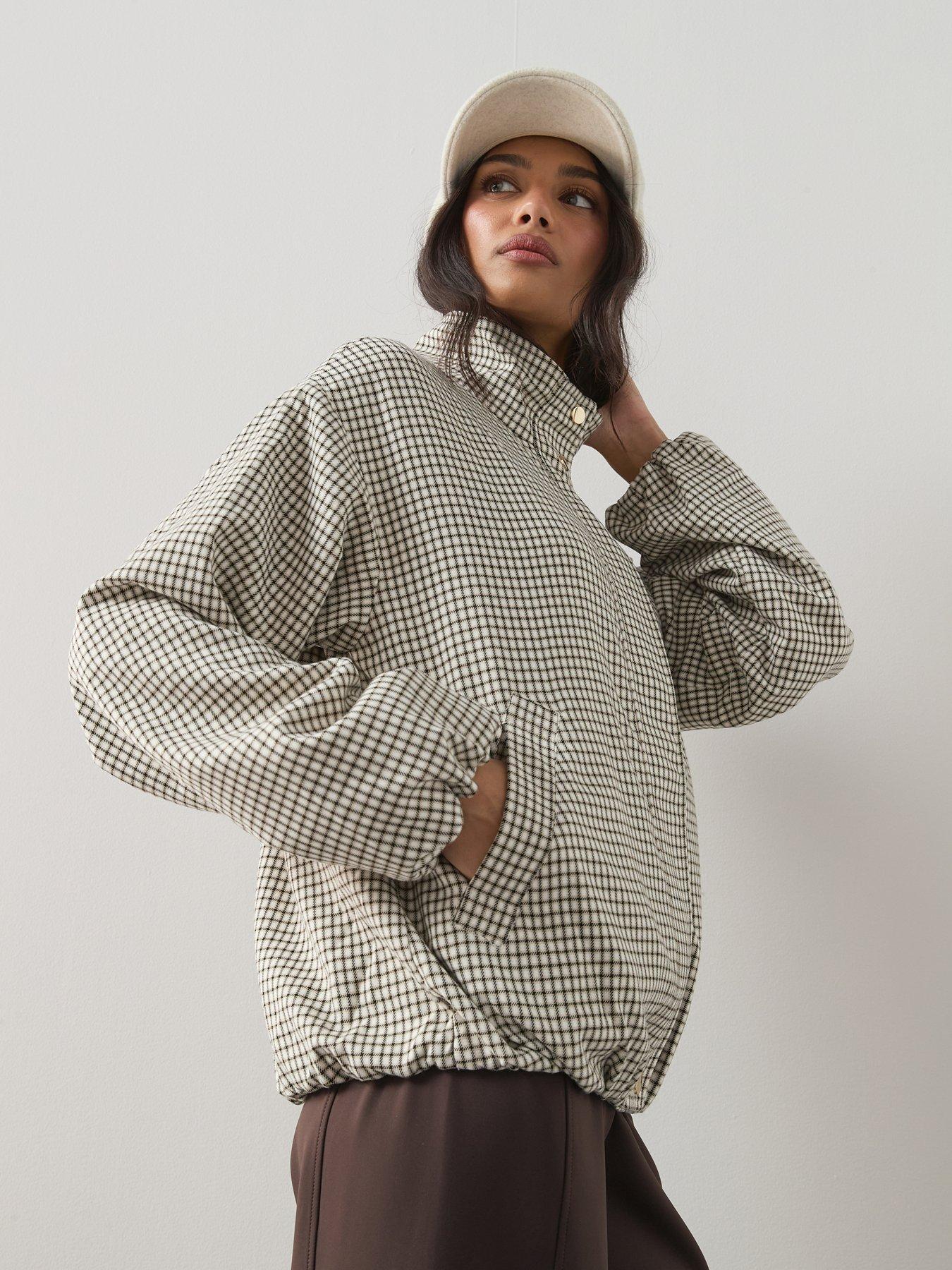  image of the-very-collection-bubble-hem-check-jacket-print