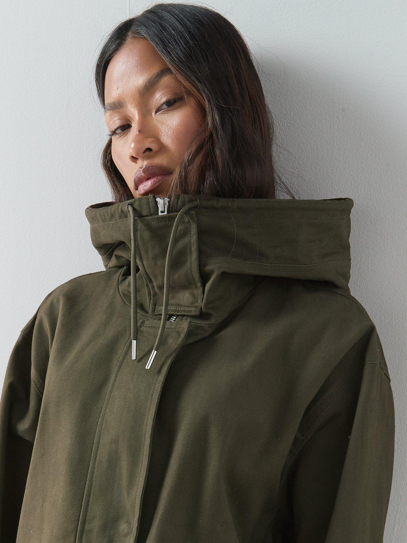 Image 4 of 6 of The Very Collection Longline Uility Parka - Khaki