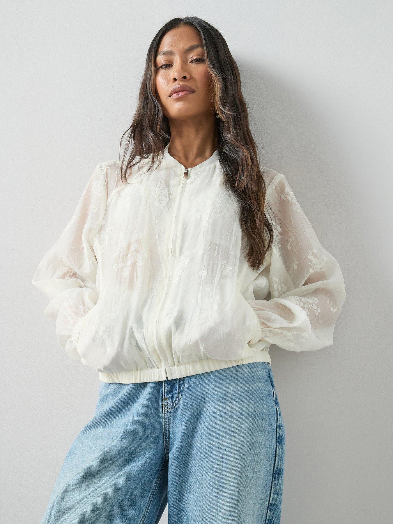 Image 1 of 7 of The Very Collection Sheer Lightweight Technical Jacket - Cream