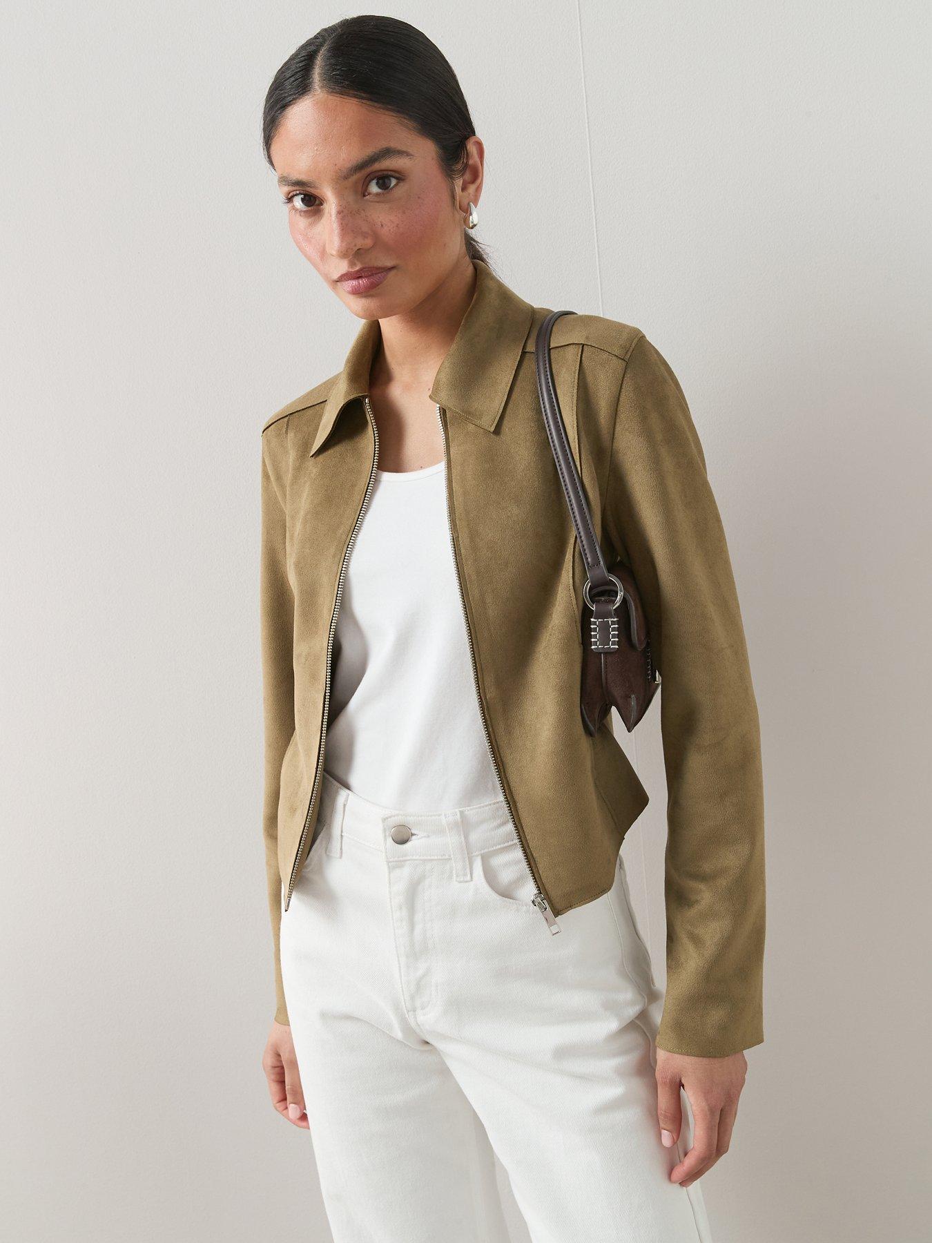 The Very Collection Faux Suede Jacket - Khaki