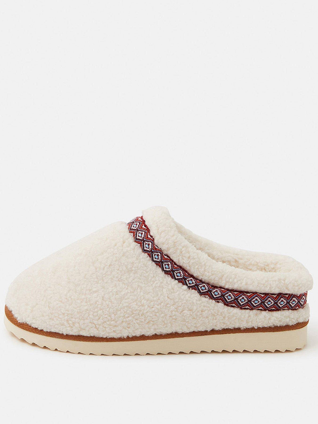 Accessorize Borg Mule Slippers - Cream