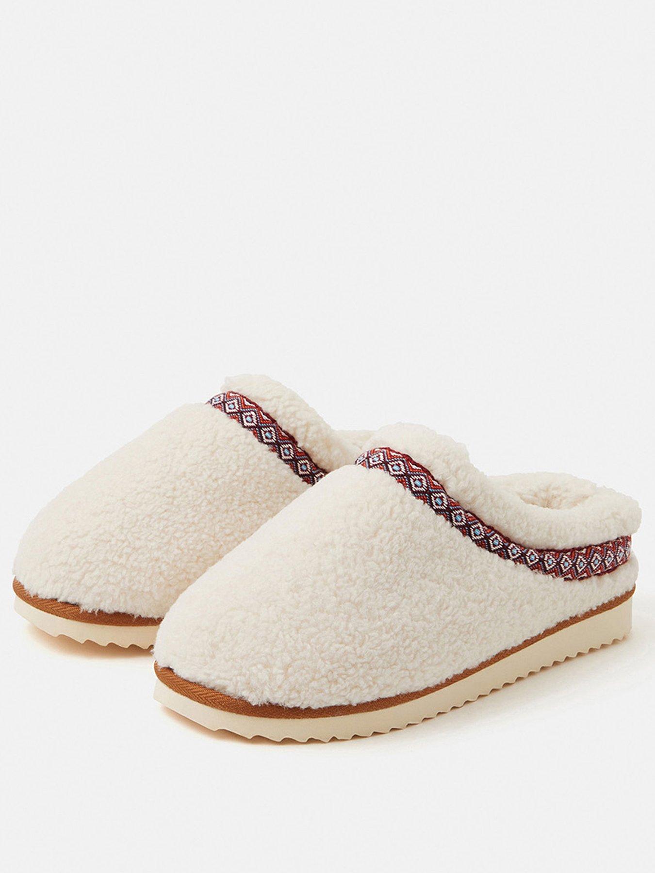 Image 2 of 4 of Accessorize Borg Mule Slippers - Cream