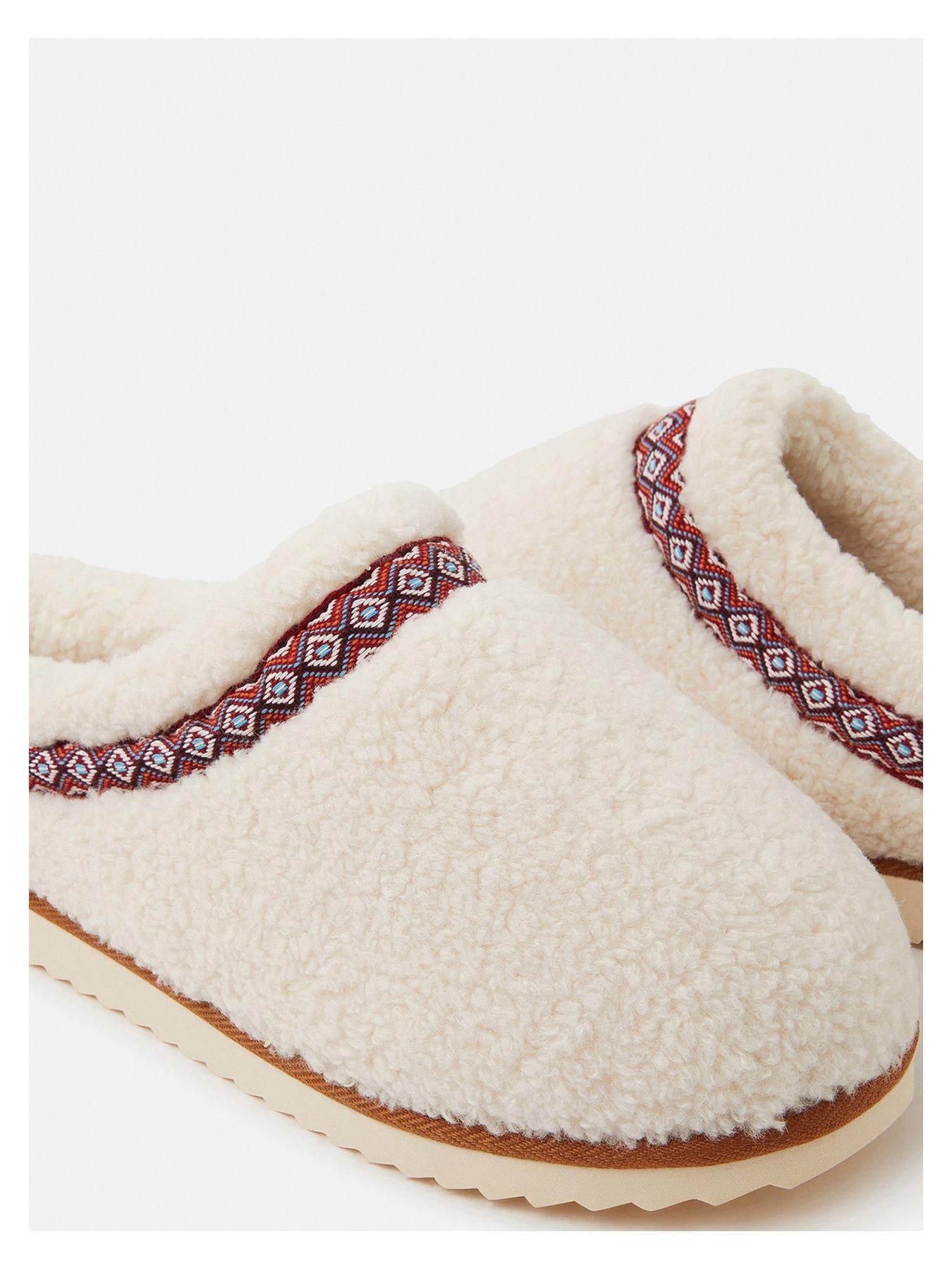 Image 3 of 4 of Accessorize Borg Mule Slippers - Cream