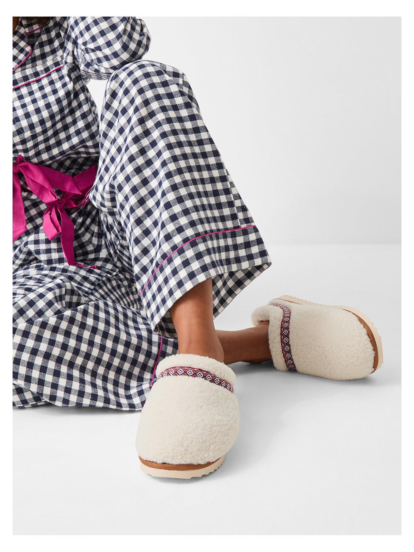 Image 4 of 4 of Accessorize Borg Mule Slippers - Cream