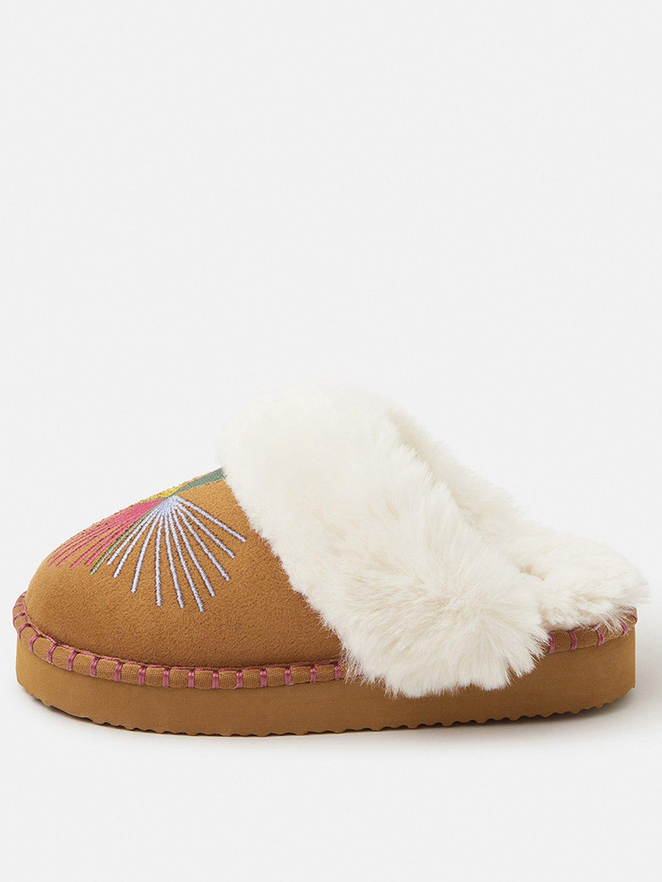 Image 1 of 4 of Accessorize Embroidered Mule Slippers - Multi